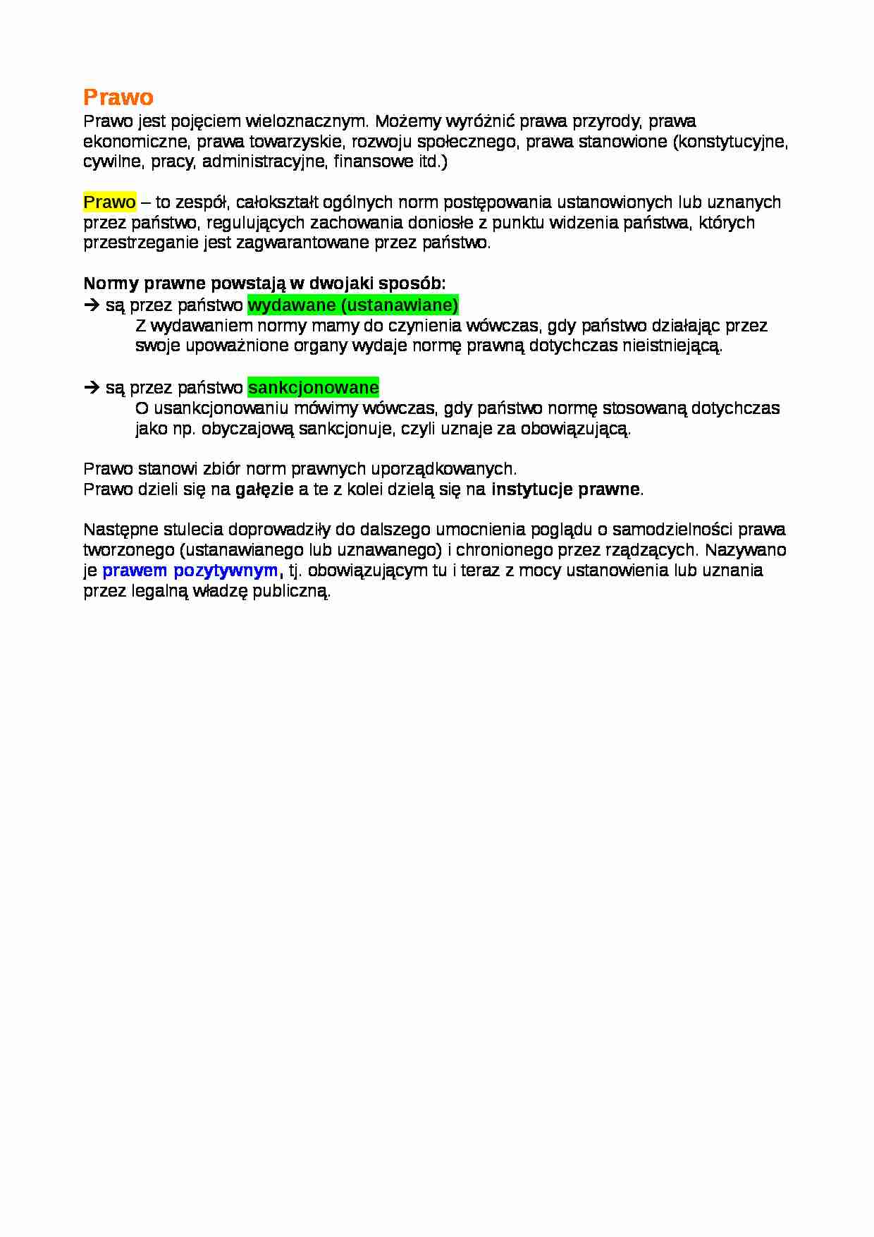 Pojęcie prawa - instytucje prawne - strona 1