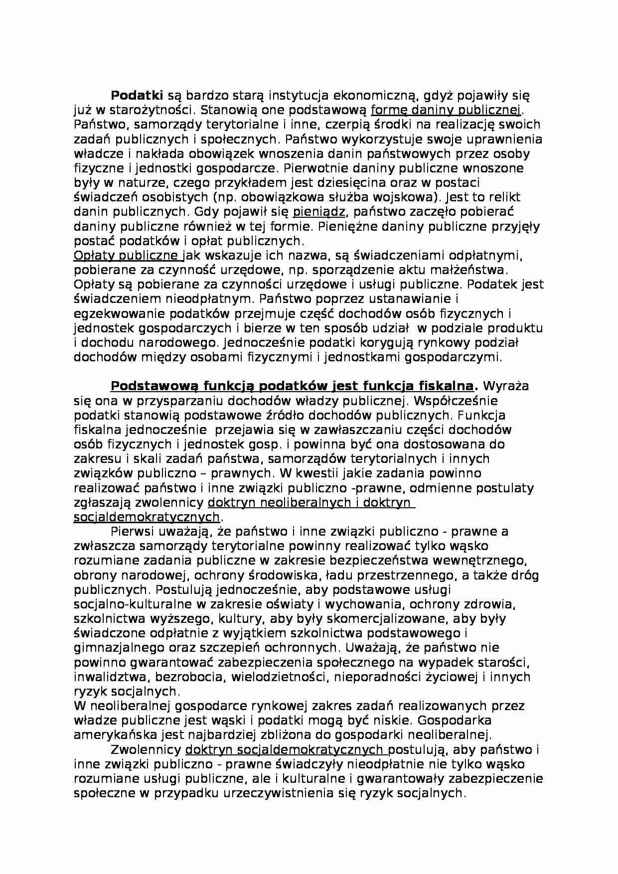 Podatek i jego funkcje - strona 1