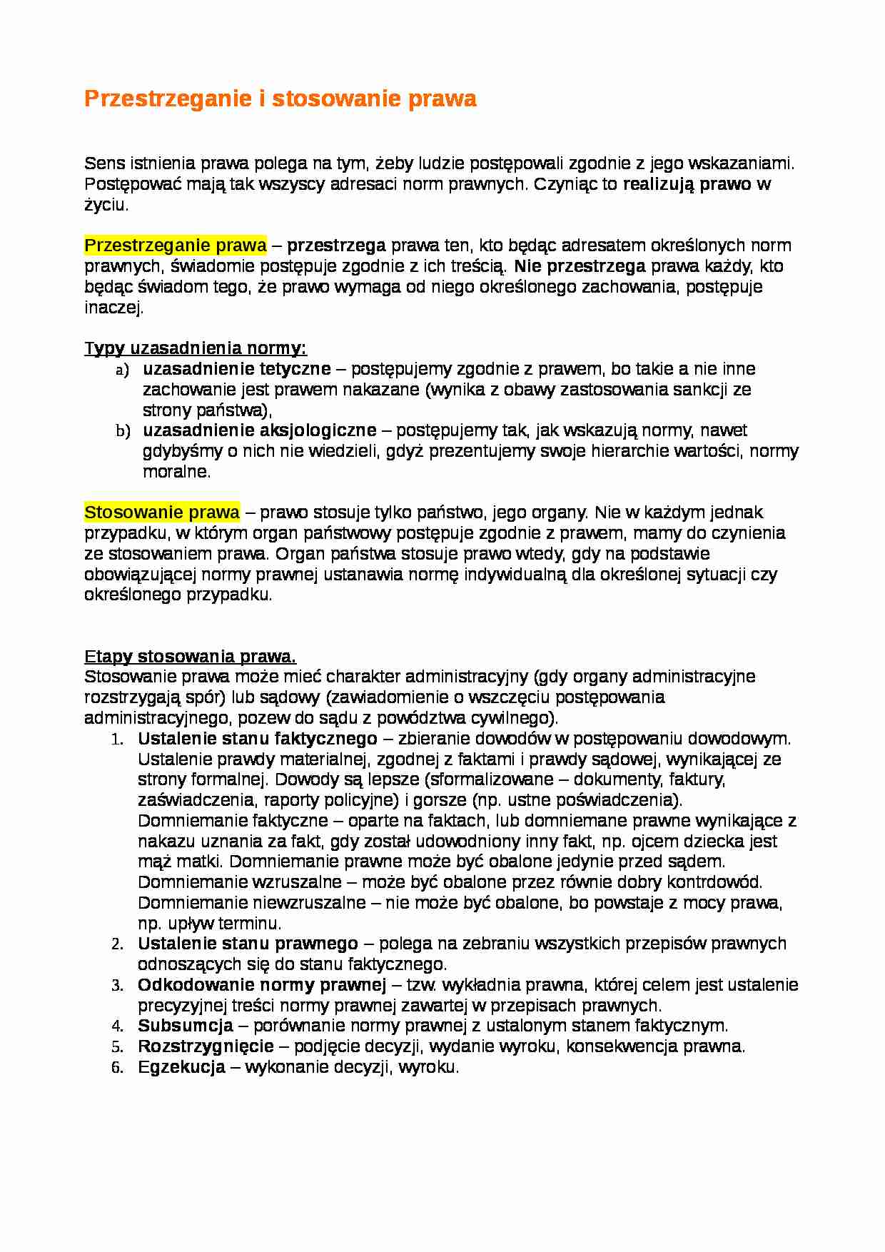 Przestrzeganie i stosowanie prawa. - strona 1