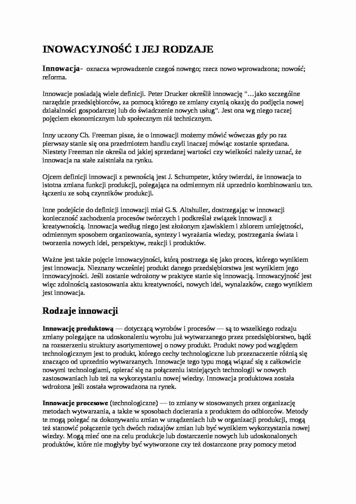 Innowacyjność i jej rodzaje - strona 1