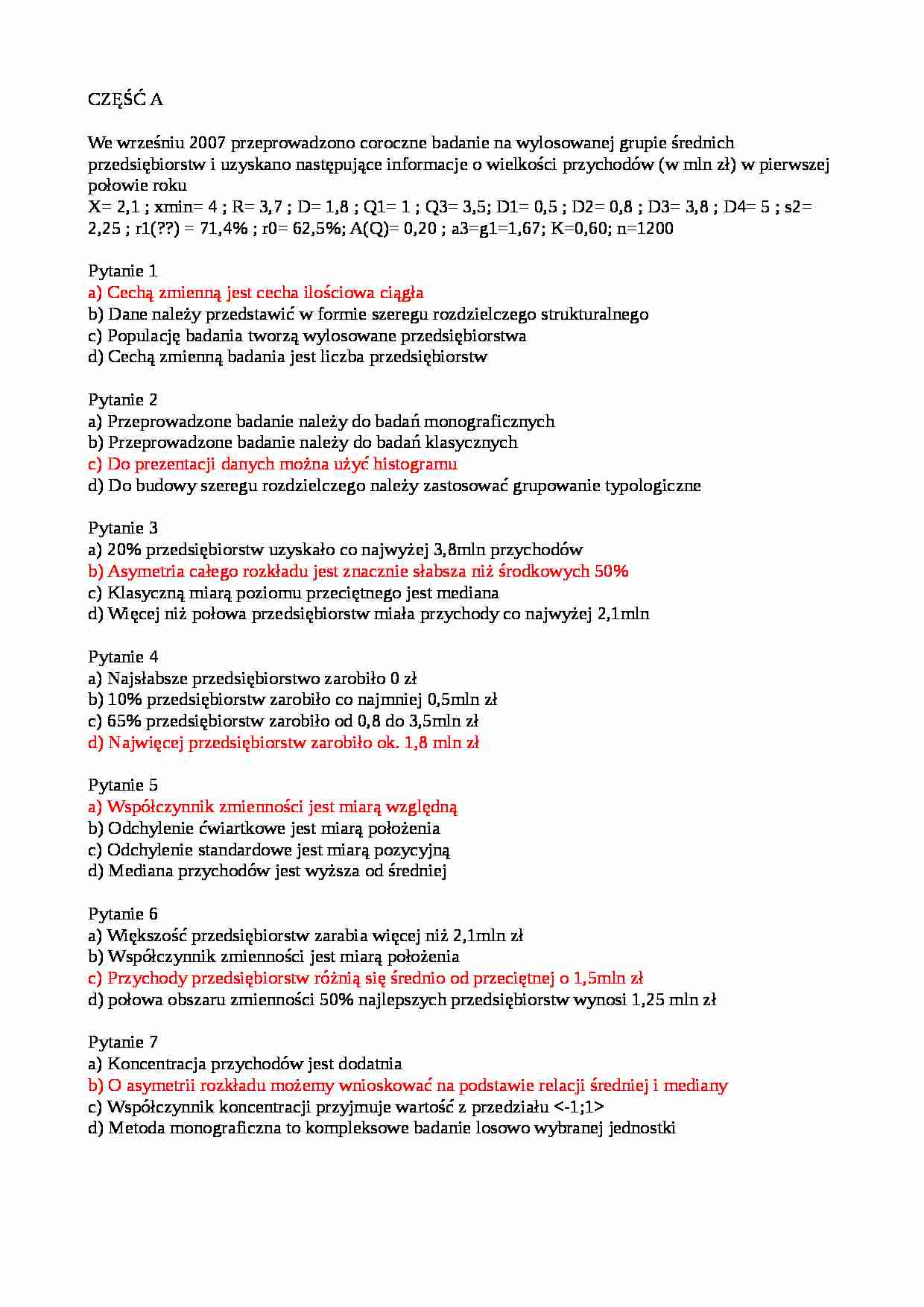 Pytania z egzaminu ze statystyki - strona 1