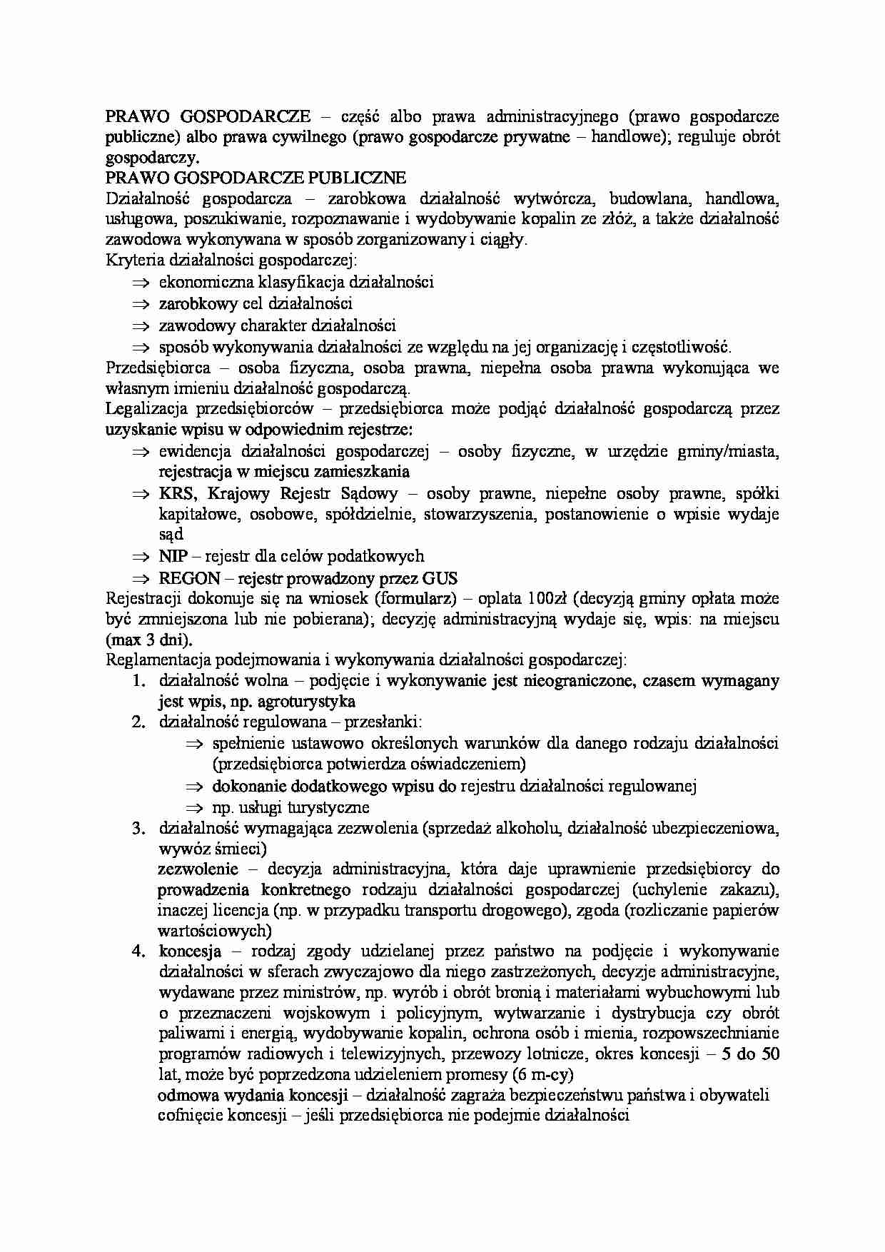 prawo gospodarcze - Koncesja - strona 1