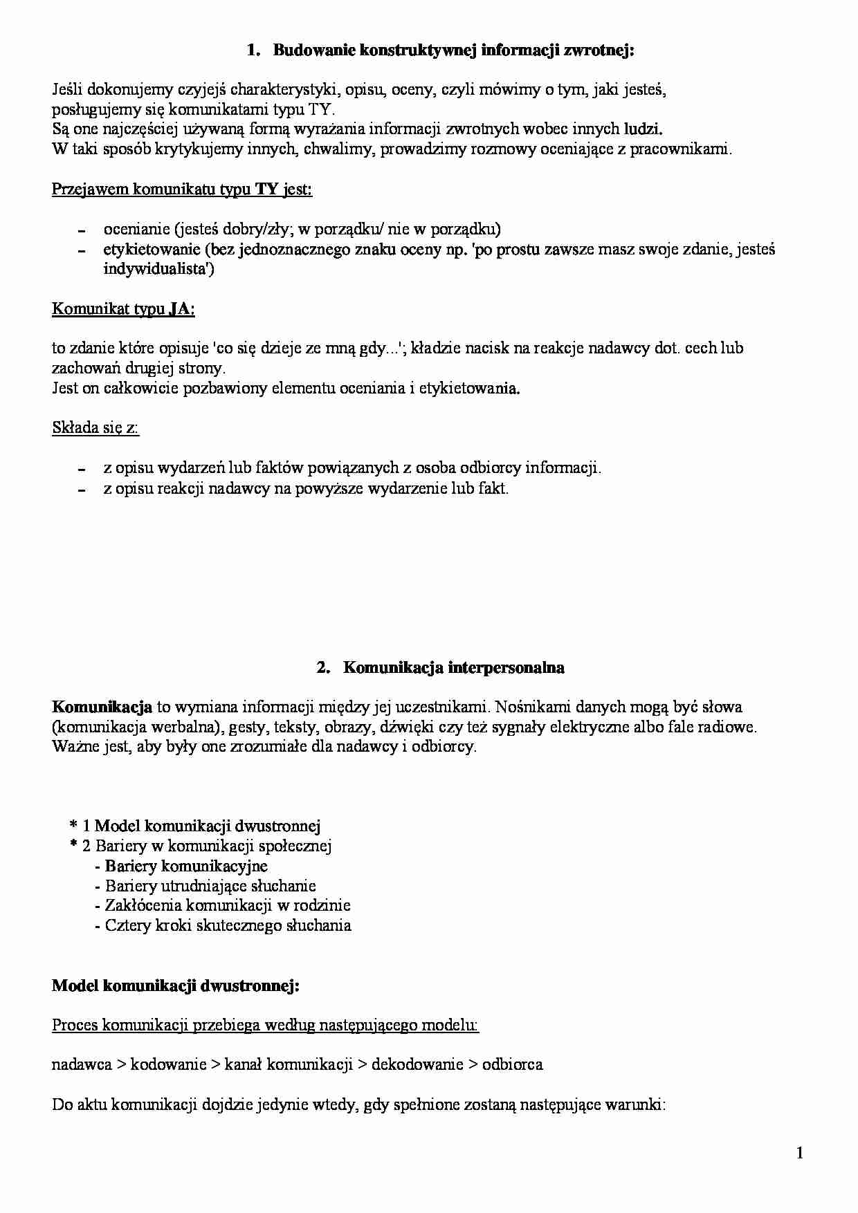 Komunikacja - Model komunikacji dwustronnej - strona 1