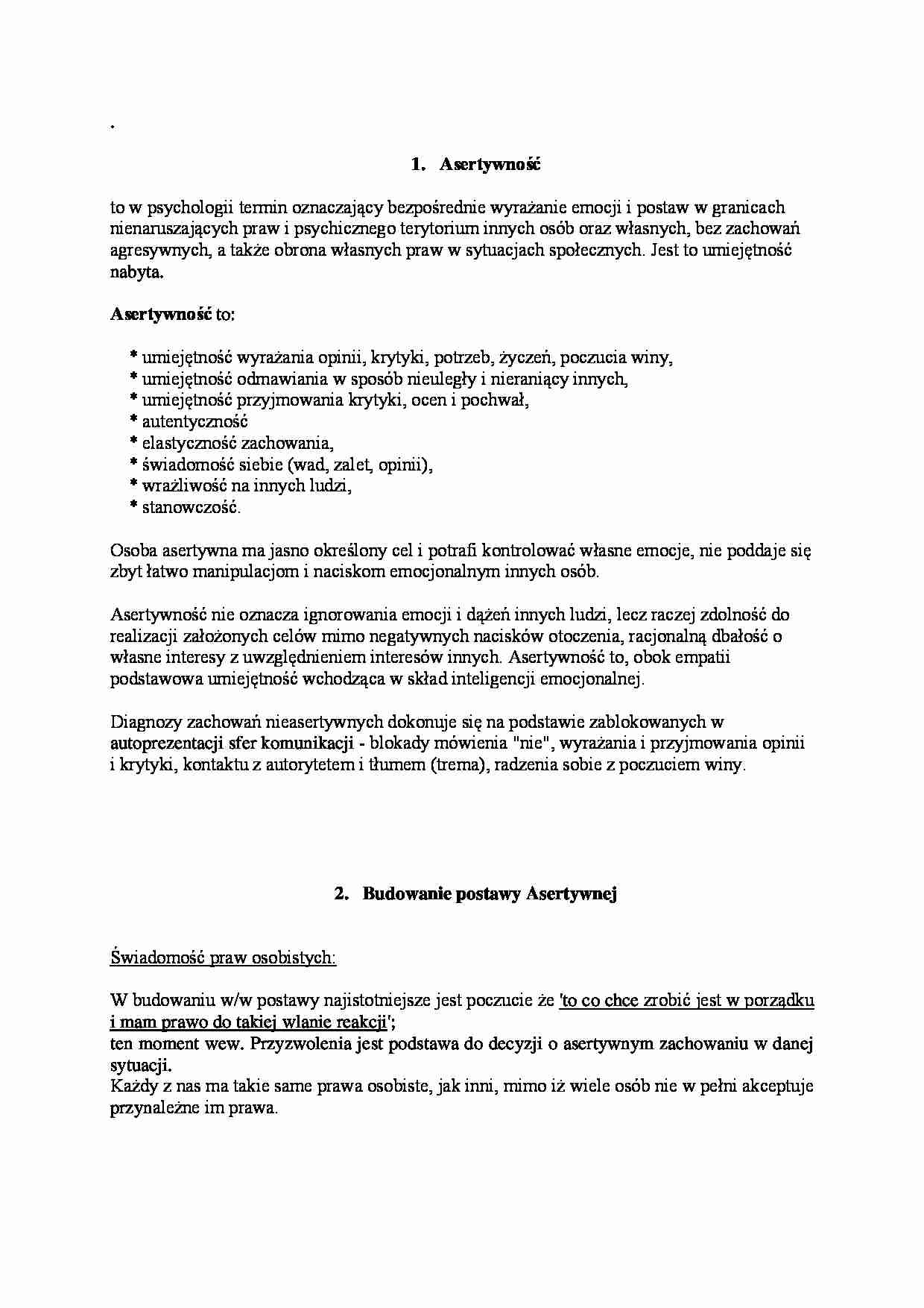 Asertywność - Autoprezentacja - strona 1
