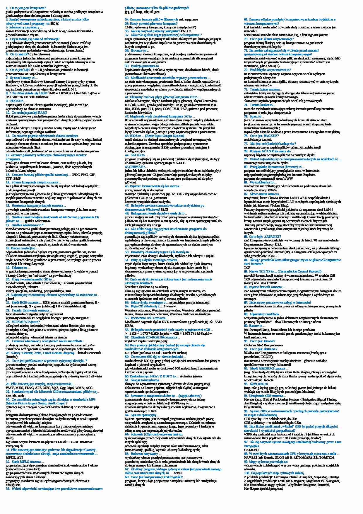 Odpowiedzi do testu 1 z technologii informacyjnej - strona 1