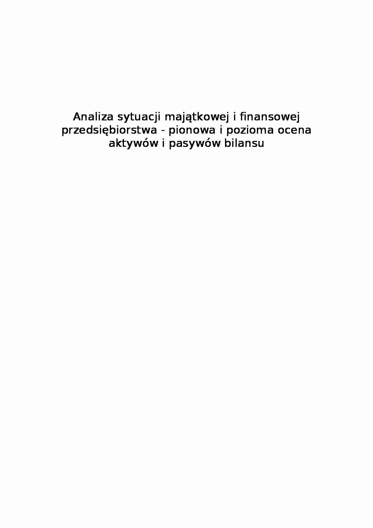 Analiza sytuacji majątkowej i finansowej przedsiębiorstwa - strona 1