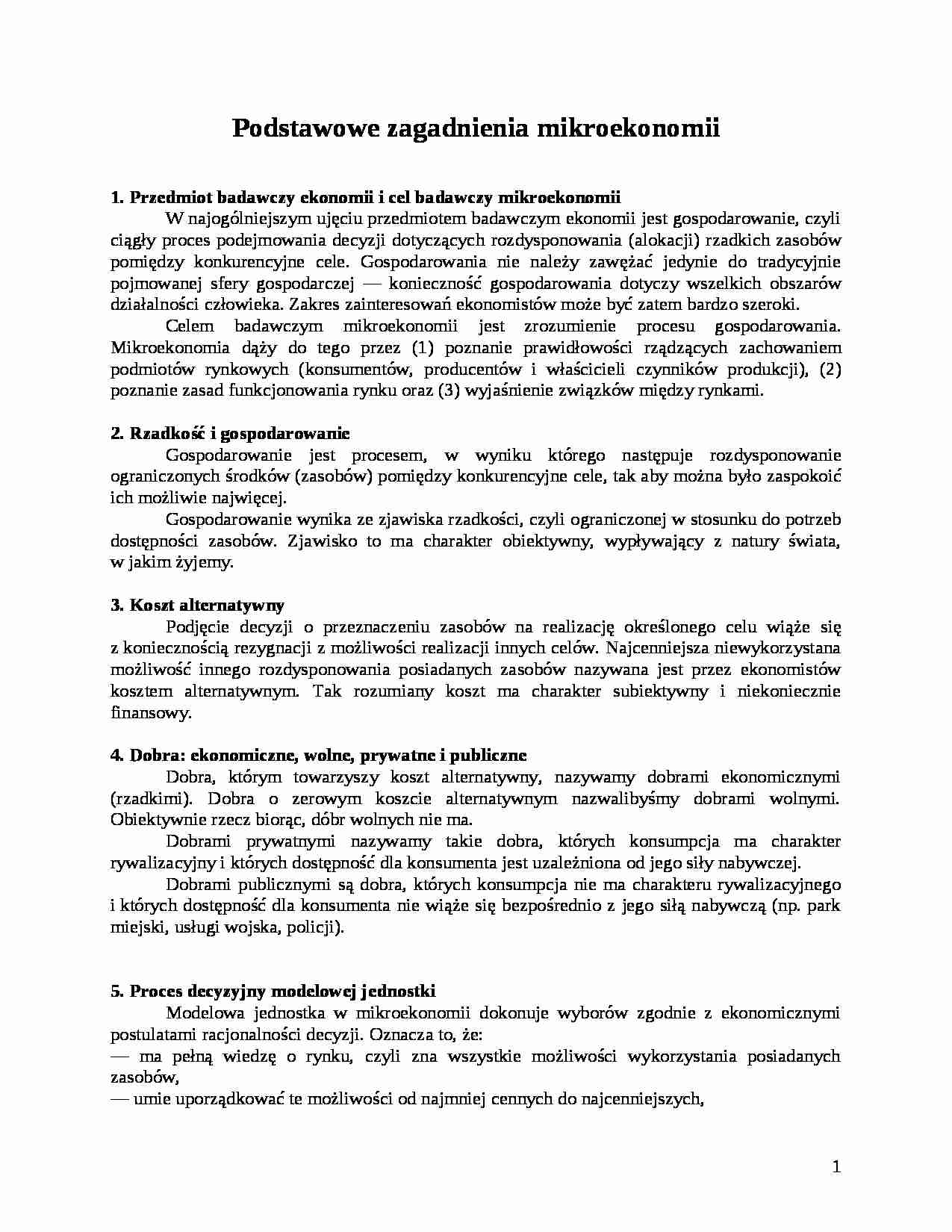 Podstawowe pojęcia mikroekonomii - strona 1