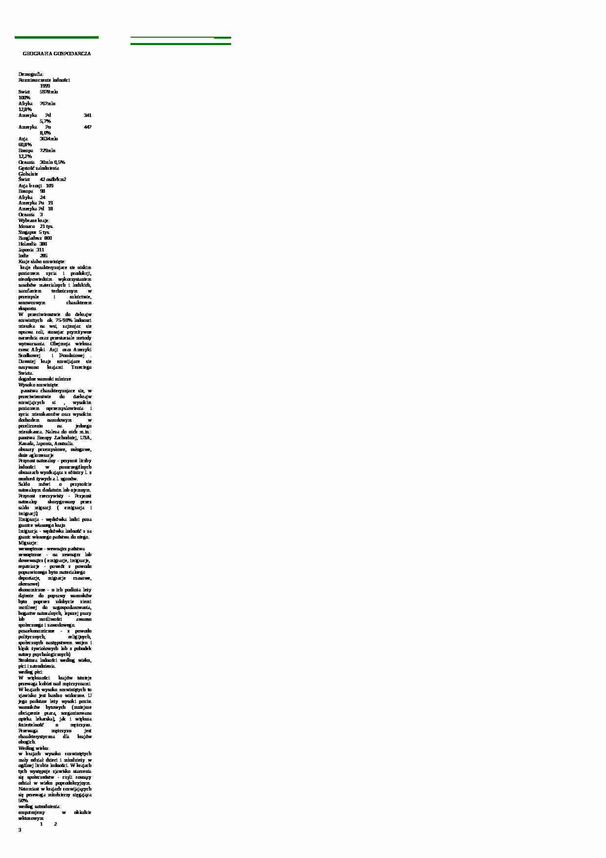 Ściąga z geografi gospodarczej - strona 1