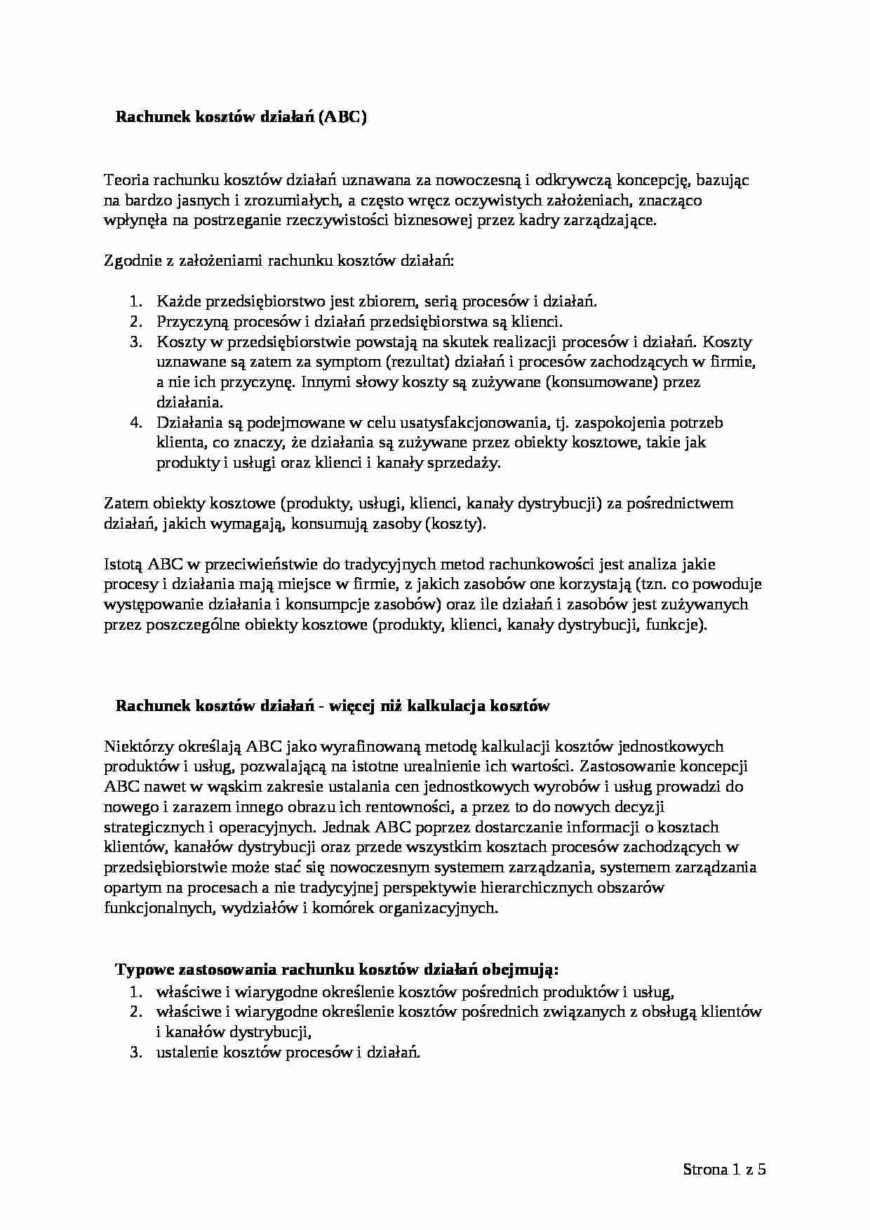 Rachunek kosztów działań - strona 1