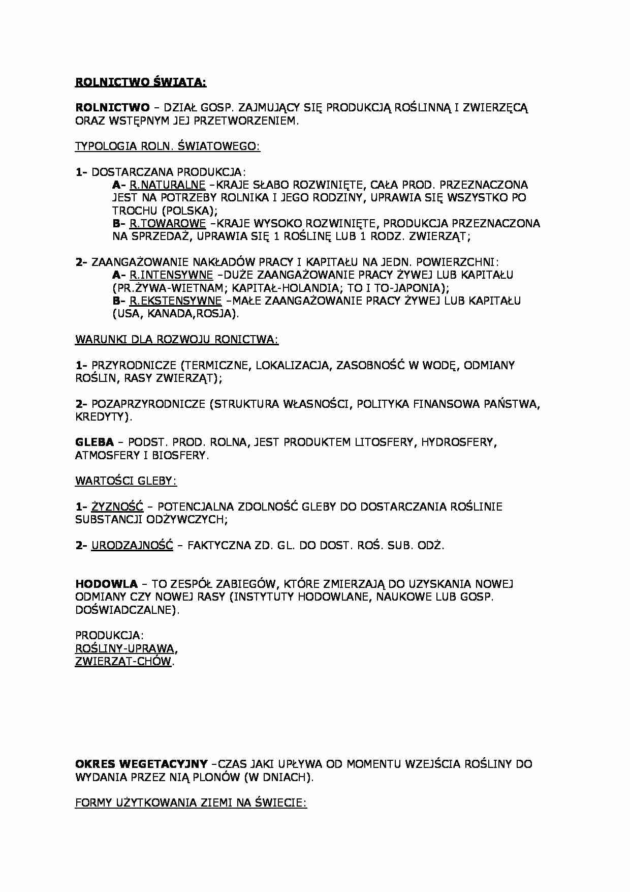 ROLNICTWO ŚWIATA - strona 1