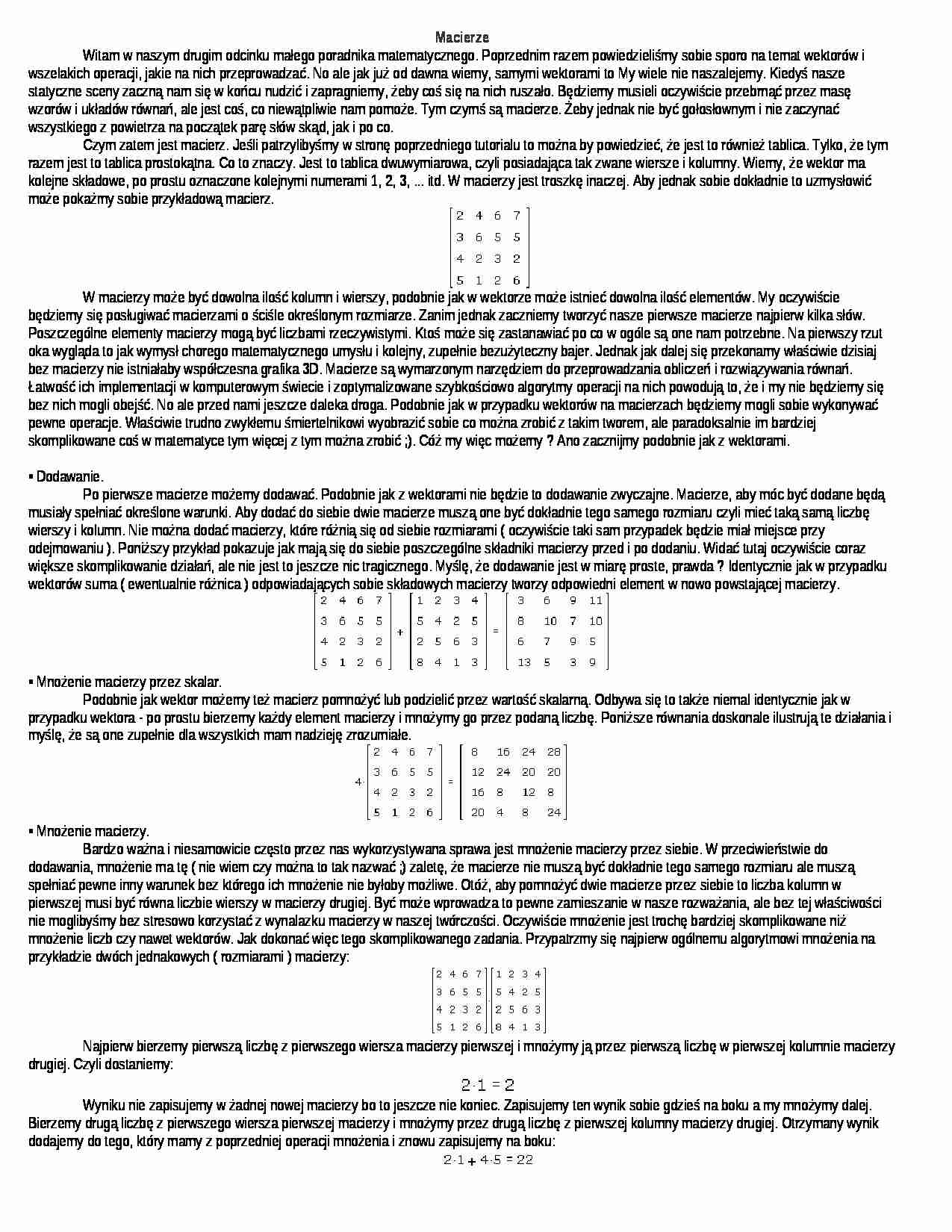 Macierze - Wyznacznik - strona 1