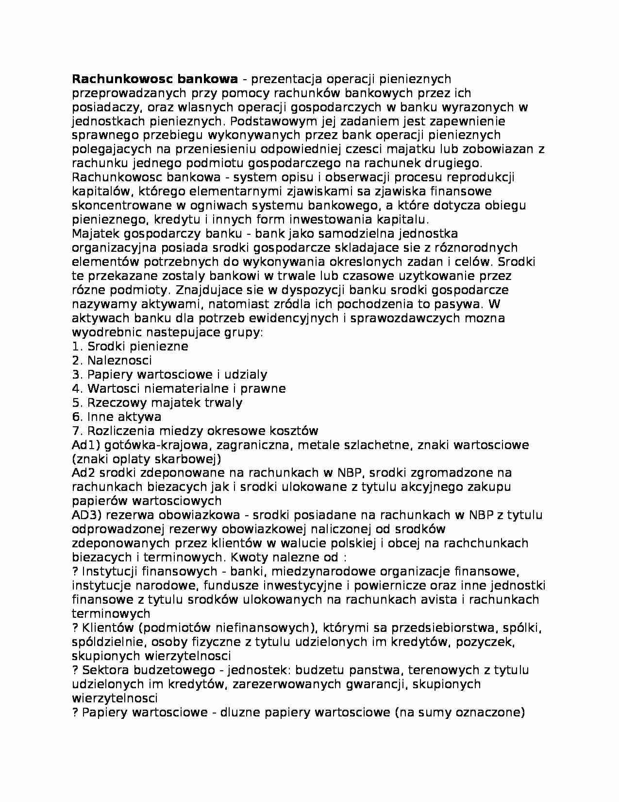 Rachunkowość bankowa 2 - strona 1