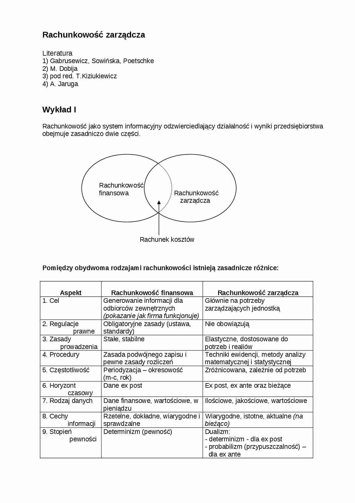 Rachunkowość zarządcza - wykłady - strona 1