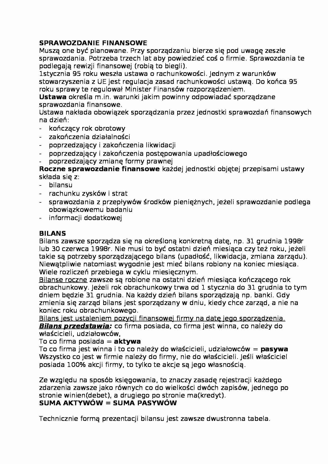 Rachunkowość - teoria i przykłady - strona 1