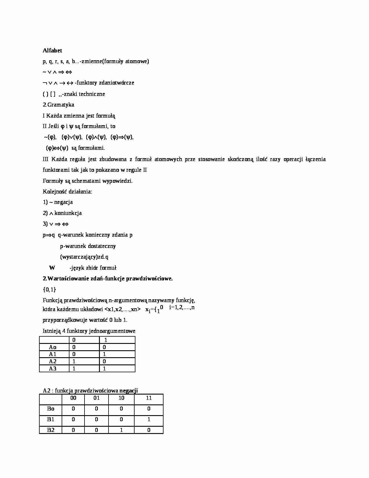 Logika (funkcje prawdziwościowe, kwadrat logiczny, wnioskowanie itd.) - strona 1