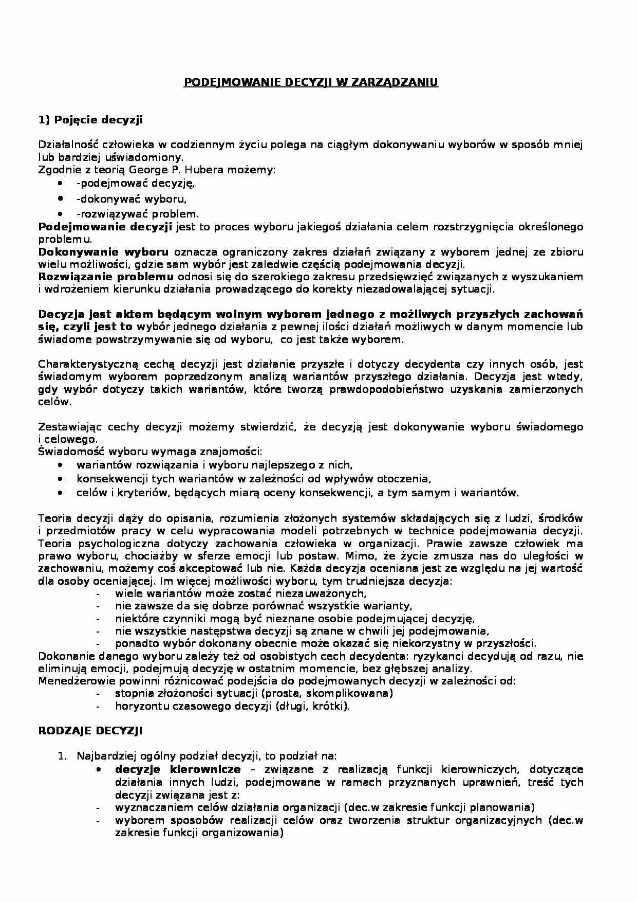 Podejmowanie decyzji w zarządzaniu - strona 1