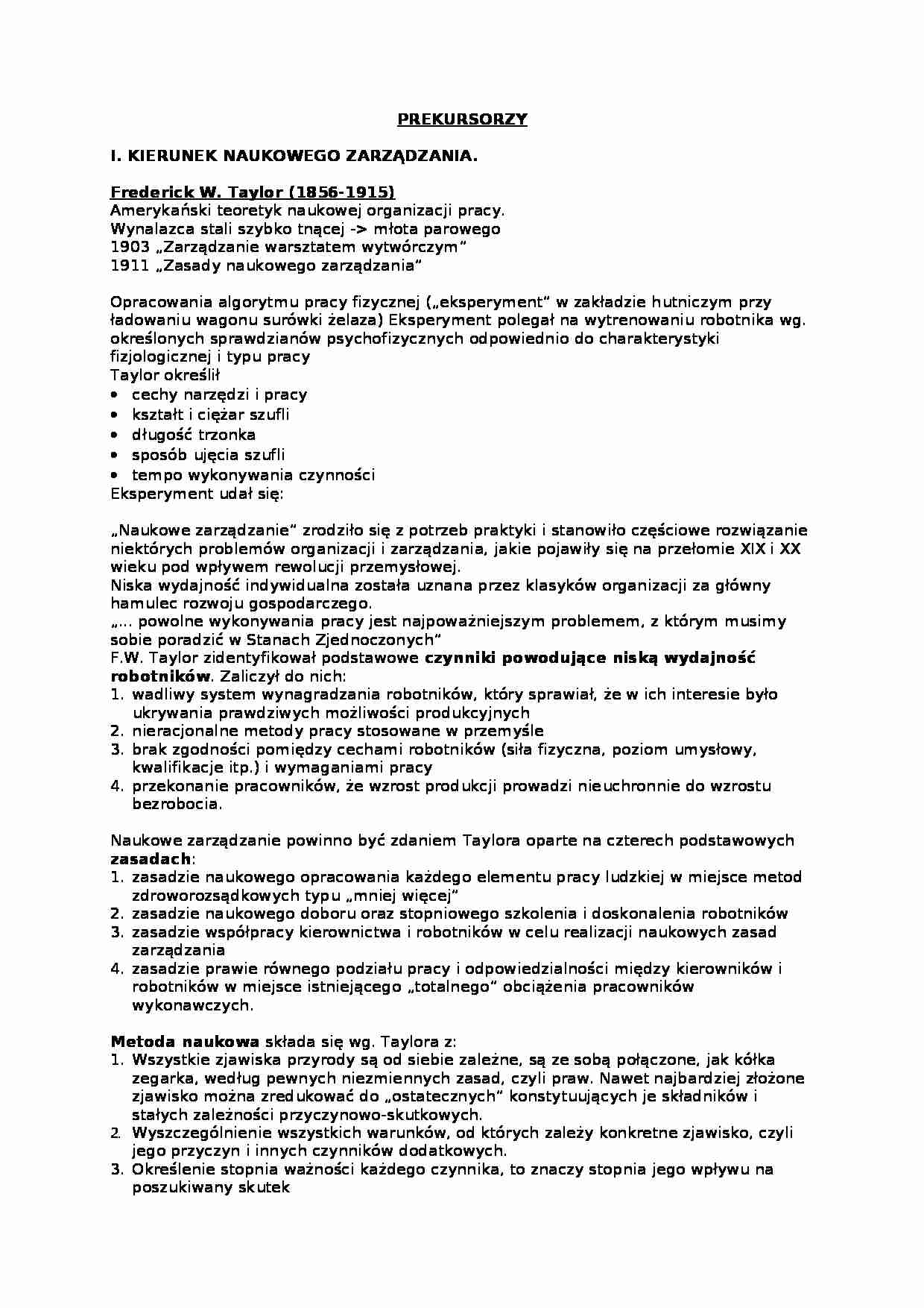 Prekursorzy zarzadzania - strona 1
