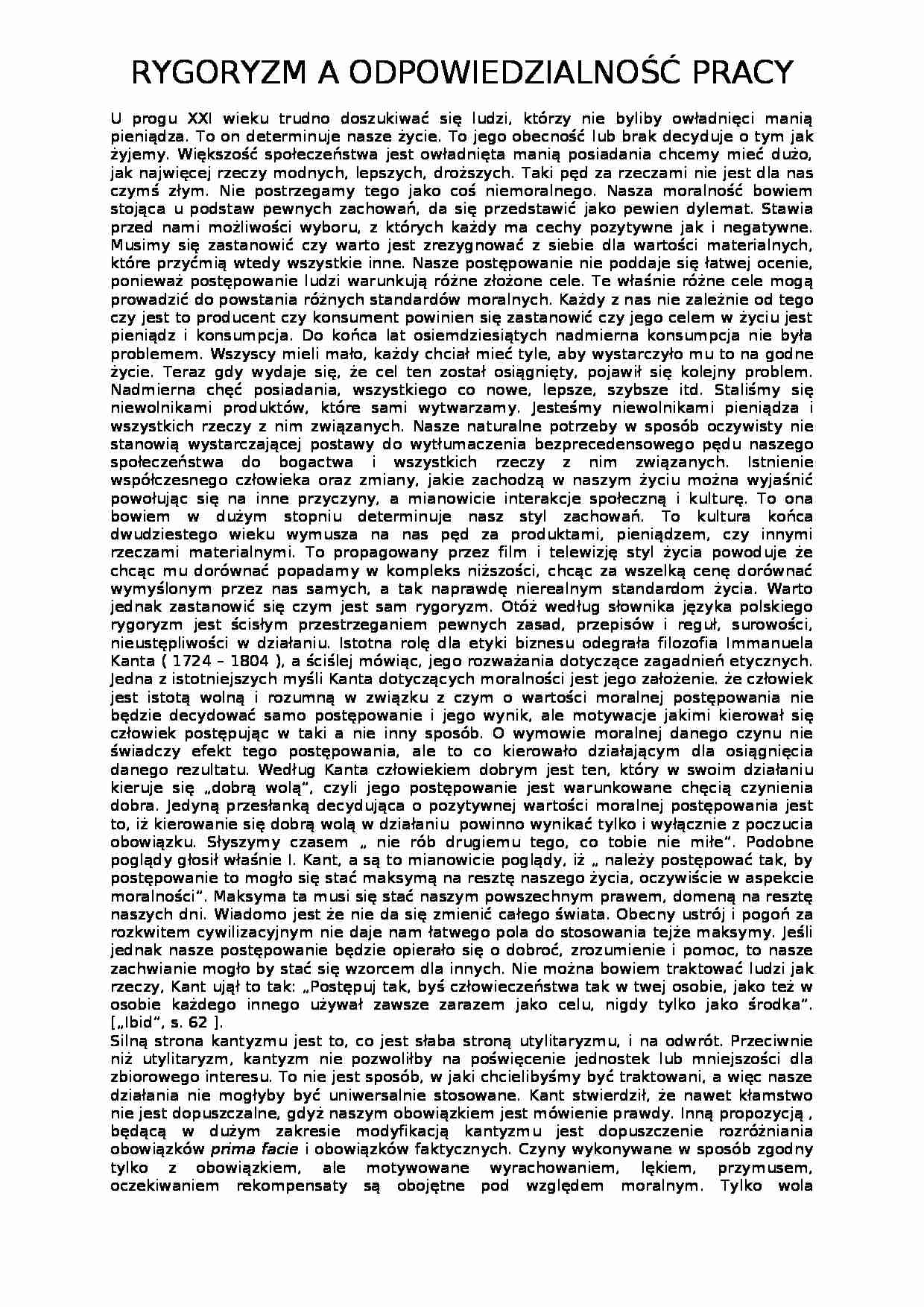 Rygoryzm, a odpowiedzialnosc pracy - strona 1