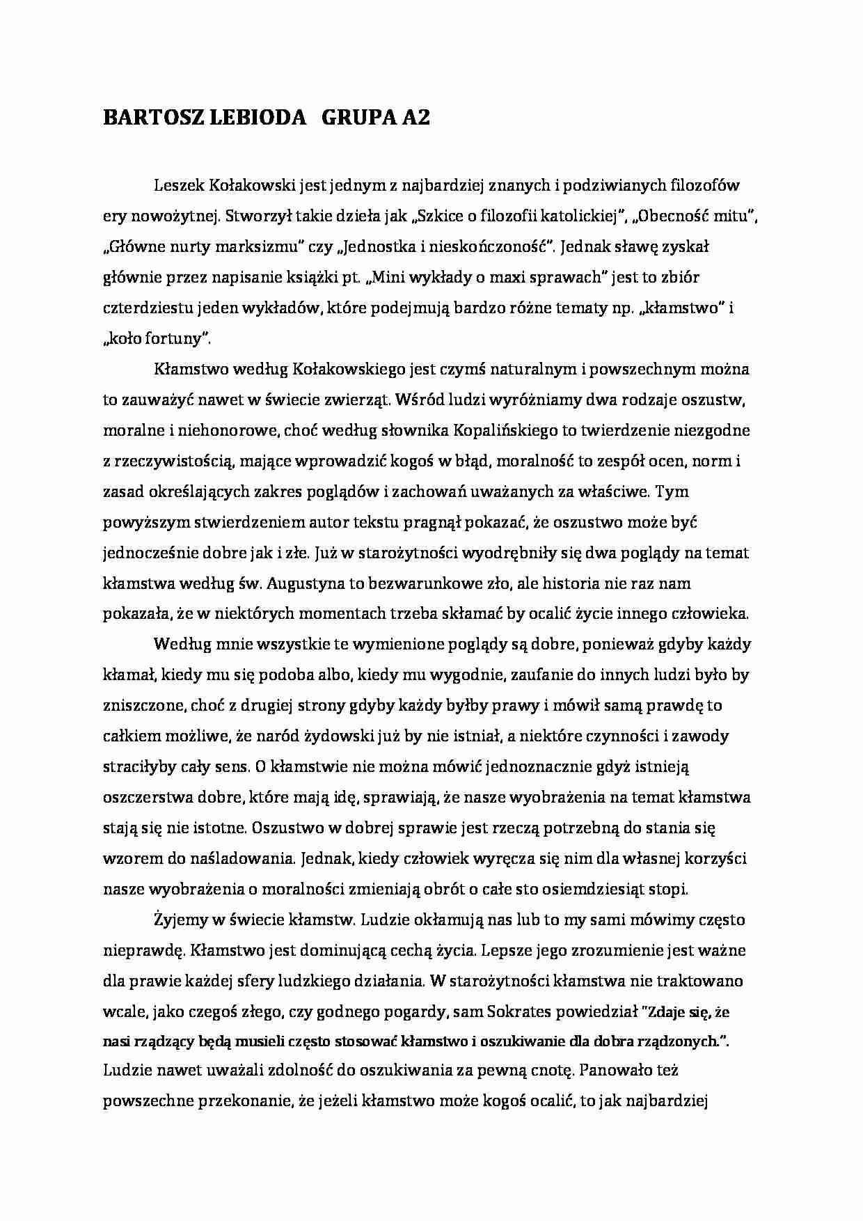 Leszek Kolakowski - informacje - strona 1