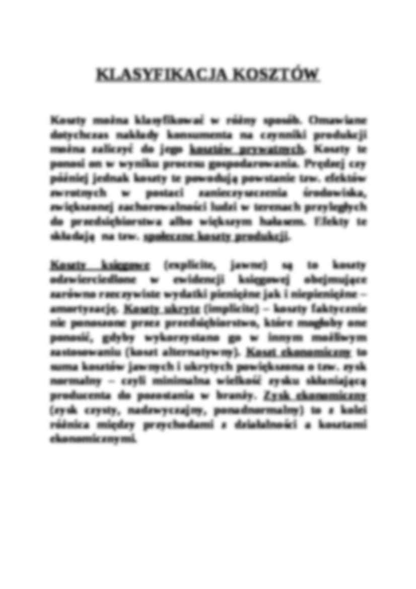 Koszty produkcji: klasyfikacja, koszty w czasie - wykłady - strona 2