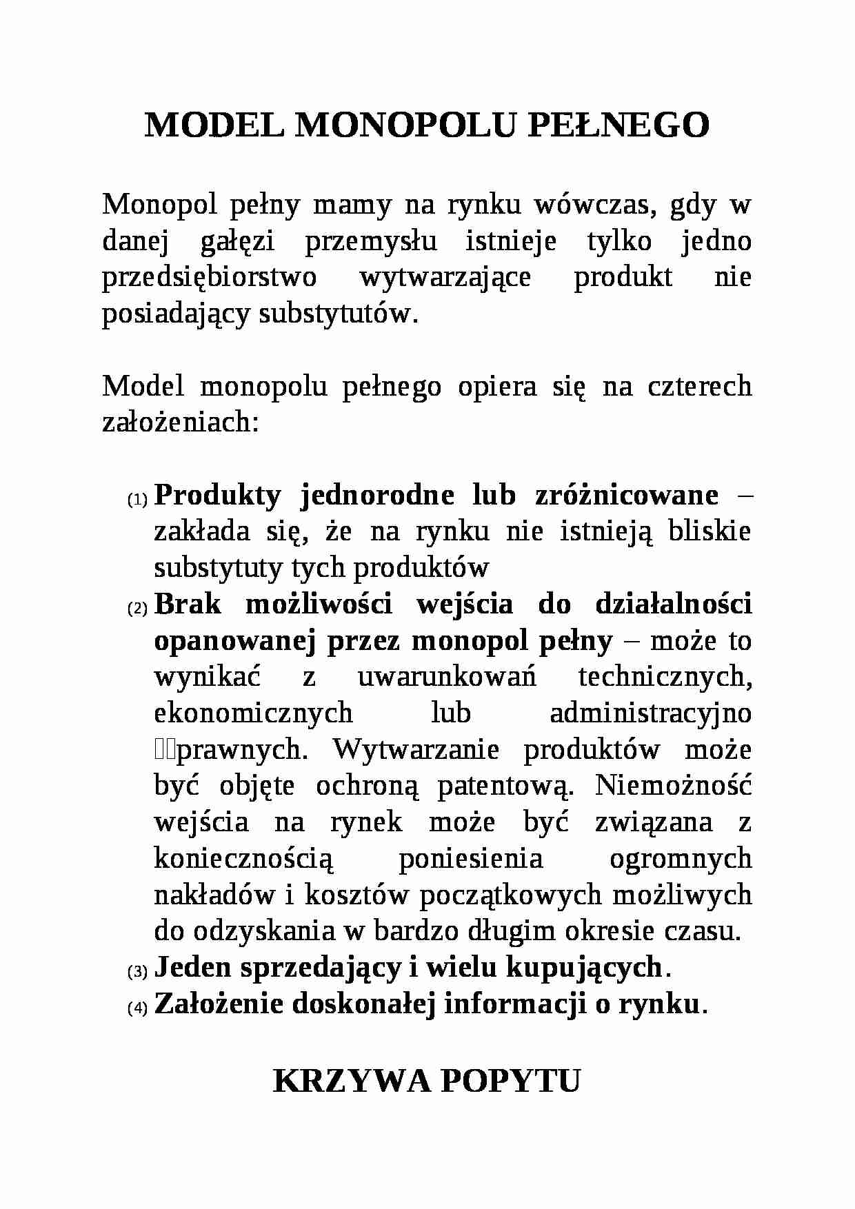 Model monopolu pełnego  - strona 1
