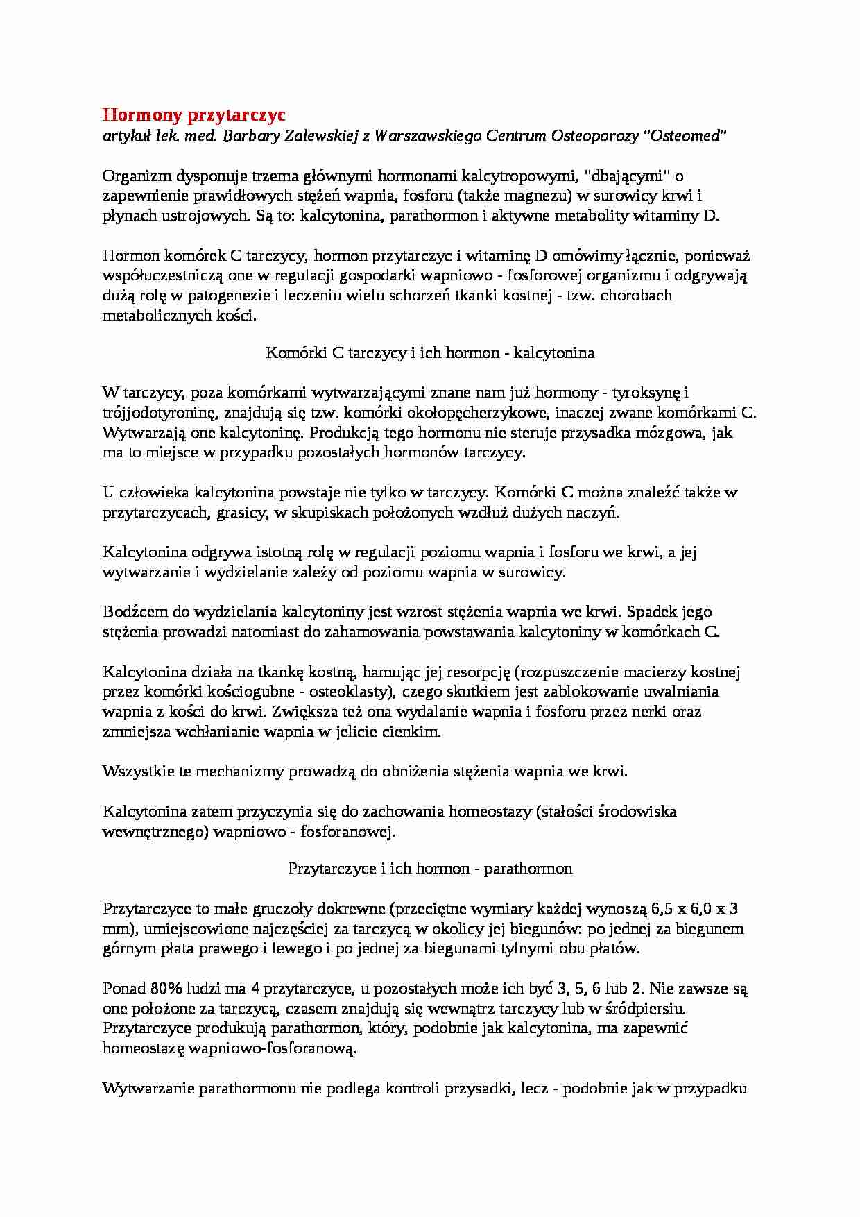 Hormony przytarczyc - strona 1