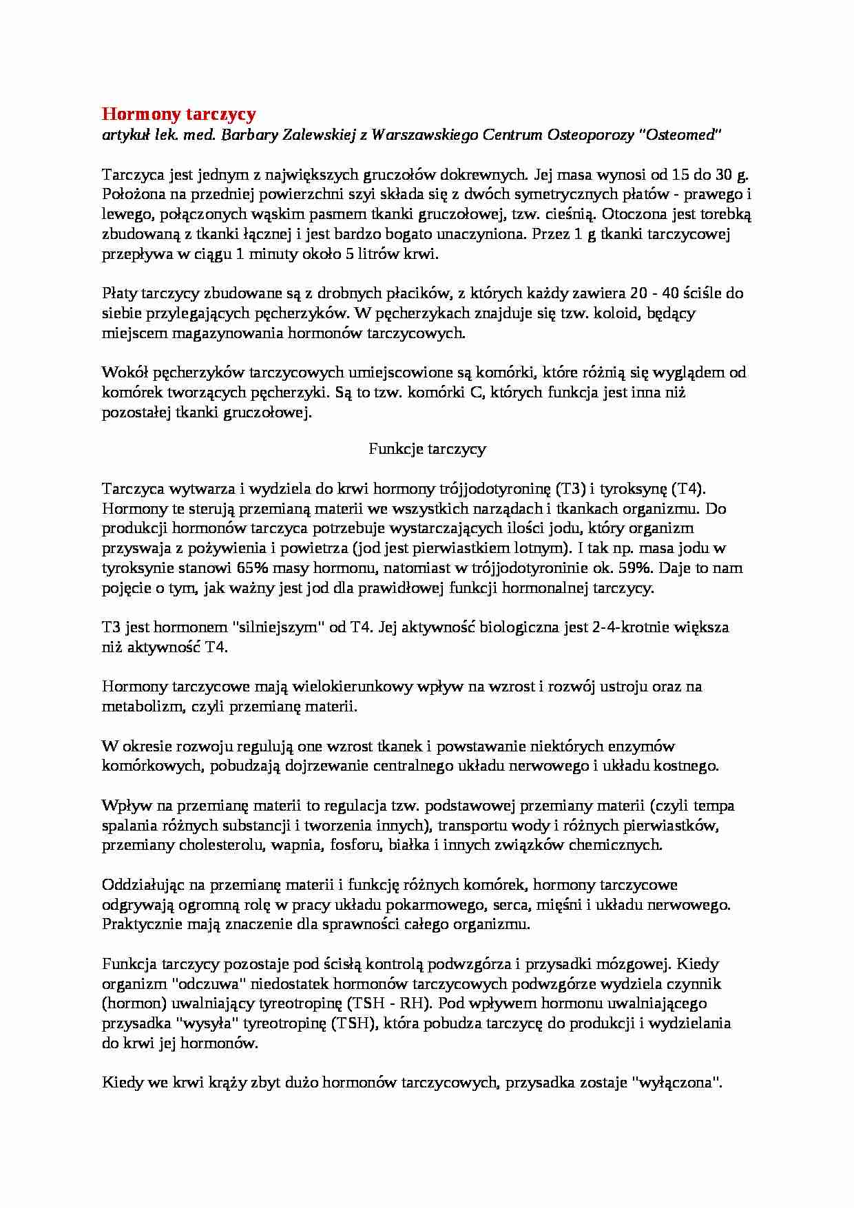 Hormony tarczycy - strona 1