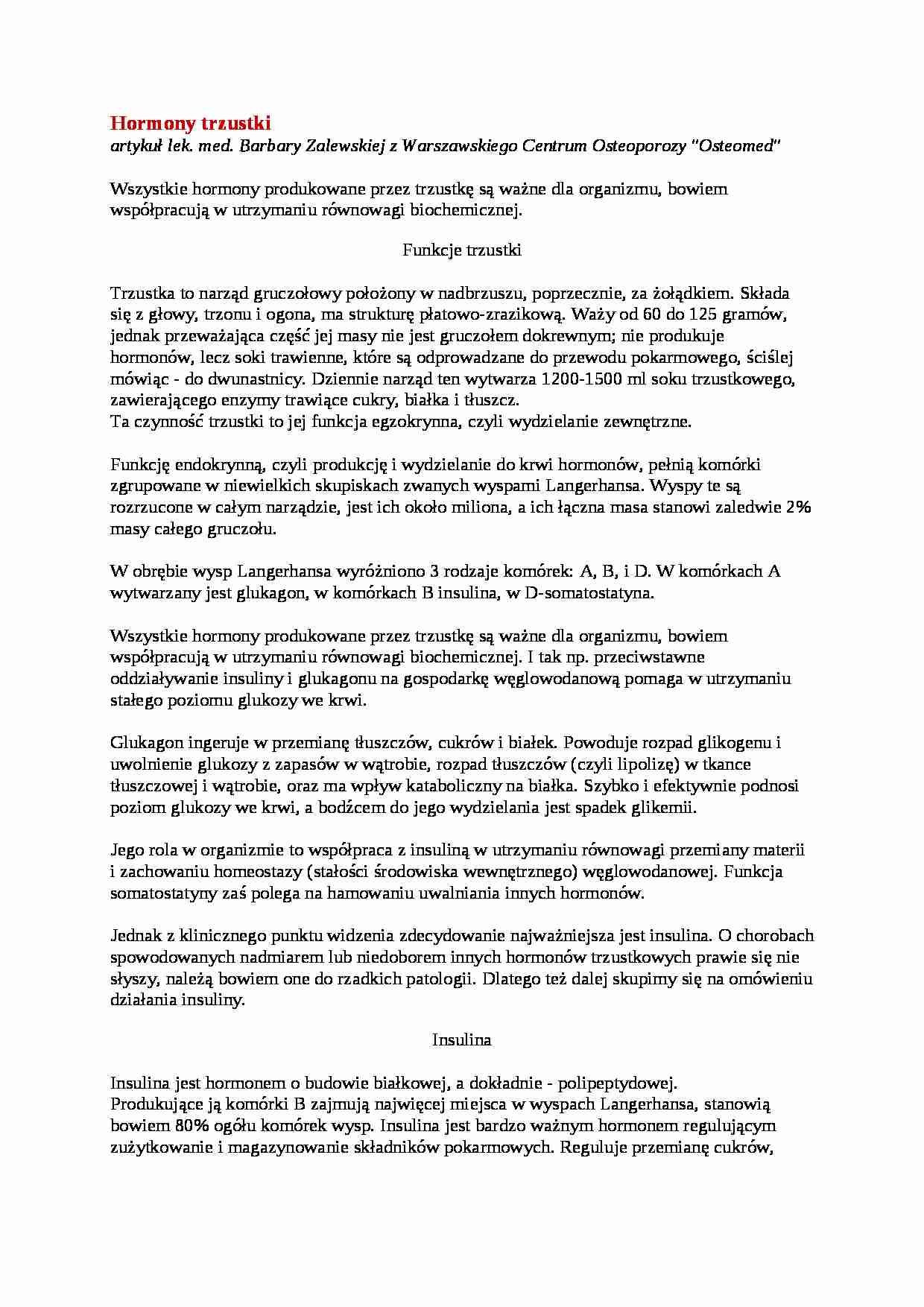 Hormony trzustki - strona 1