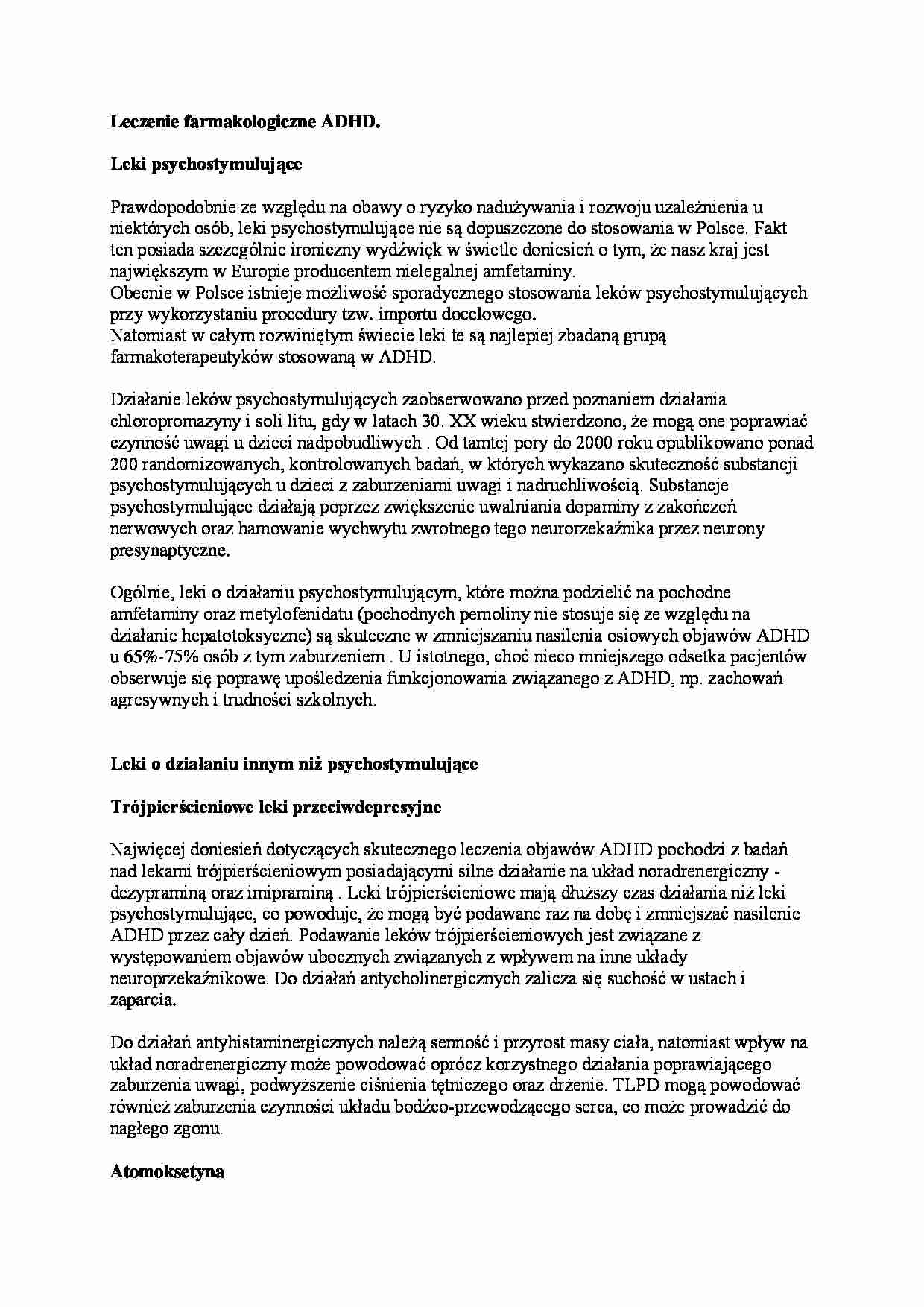 Leczenie farmakologiczne ADHD - strona 1