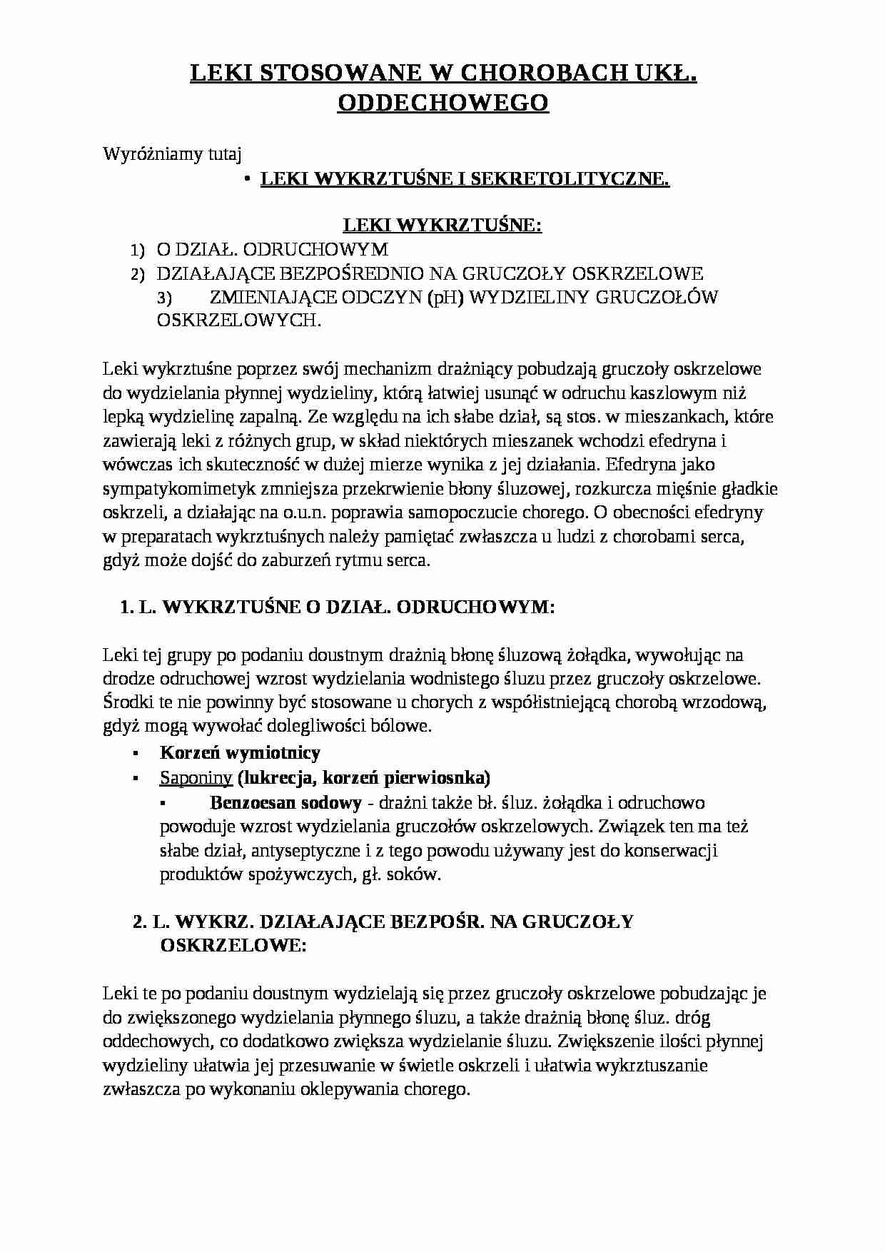 Leki stosowane w chorobach układu oddechowego - strona 1