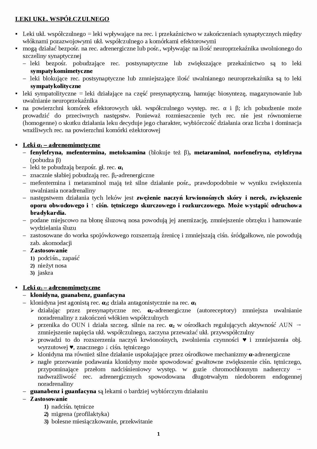 Leki układu współczulnego - strona 1