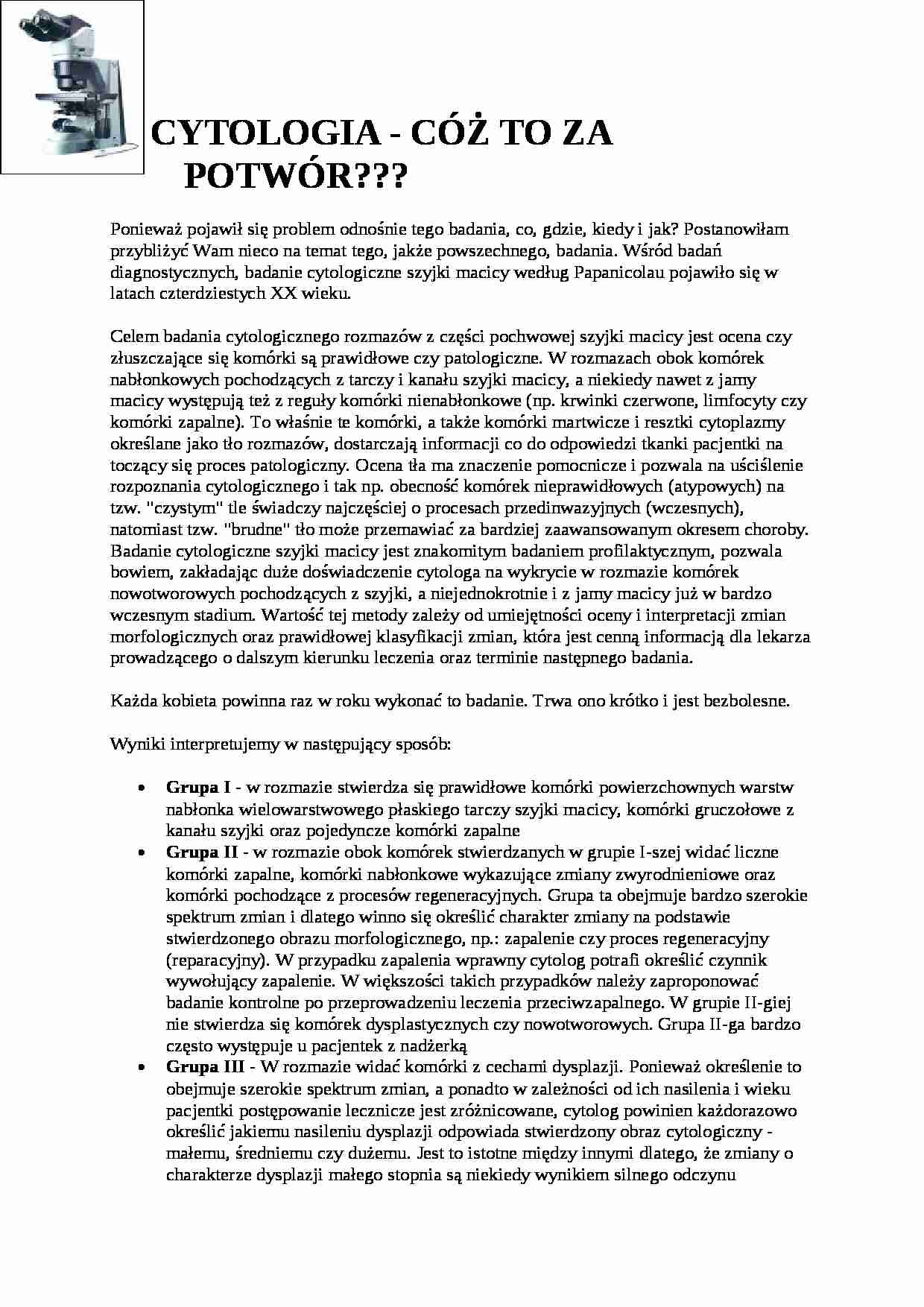 Cytologia - - CÓŻ TO ZA POTWÓR???  - strona 1