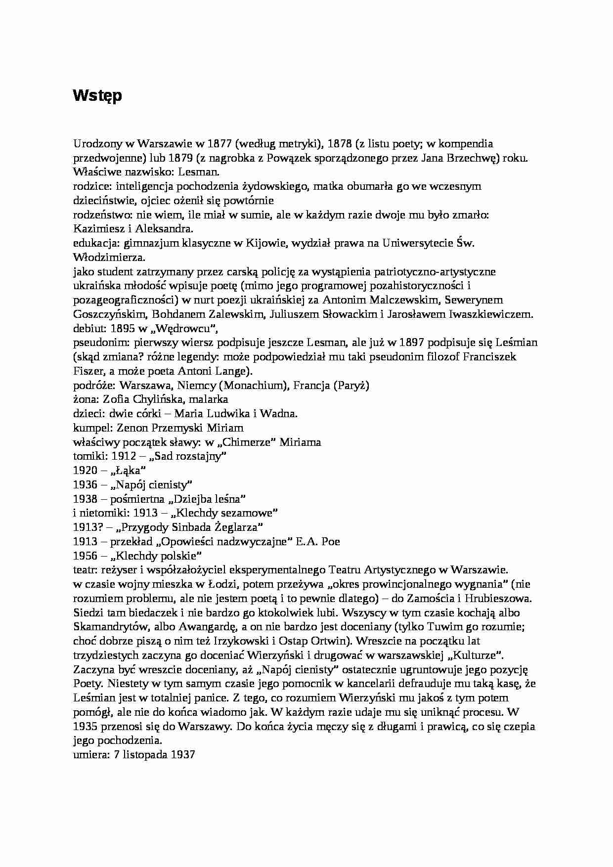 Bolesław Leśmian Poezja Wybrane - strona 1