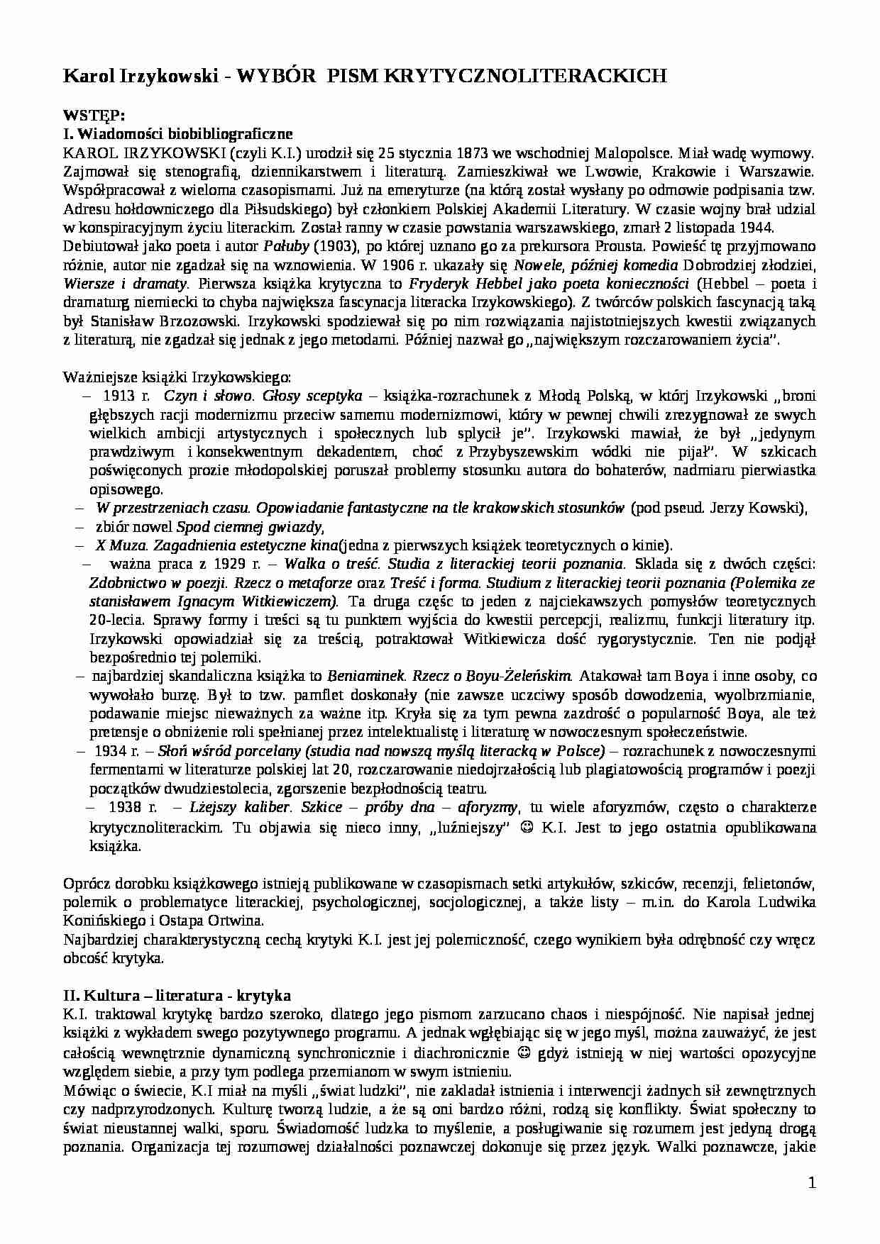  Karol Irzykowski - strona 1