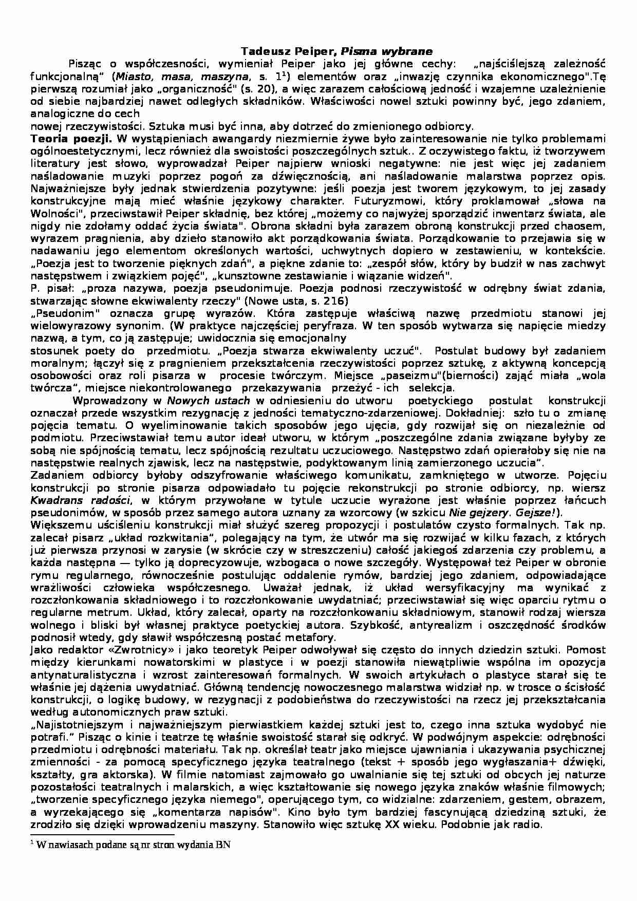Tadeusz Peiper, Pisma wybrane - strona 1