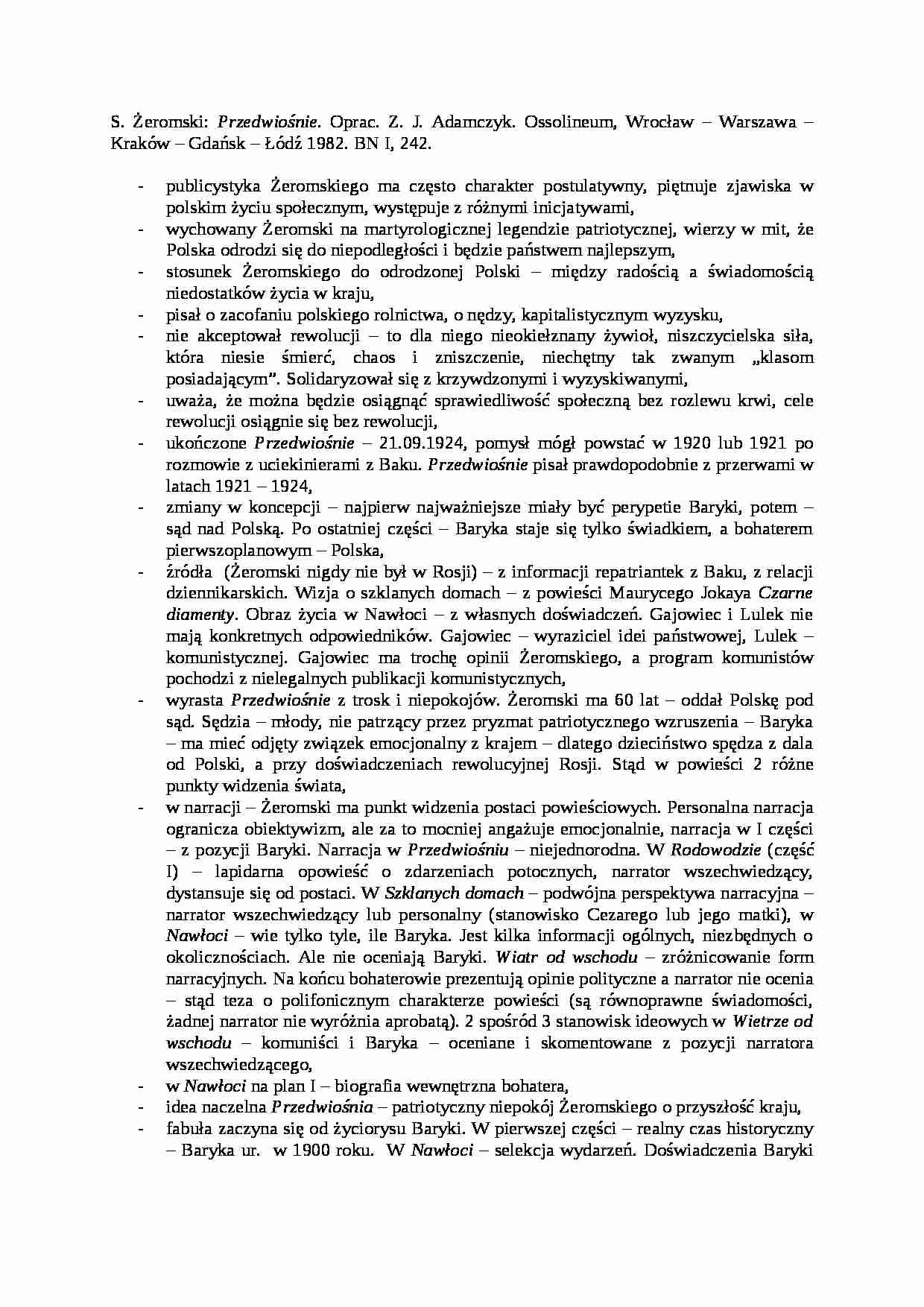 Stefan Żeromski - Przedwiośnie - strona 1