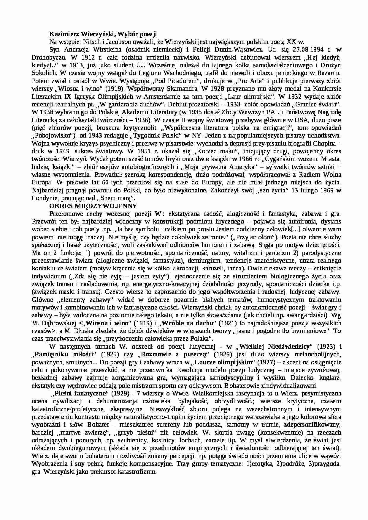 Kazimierz Wierzyński, Wybór poezji - strona 1