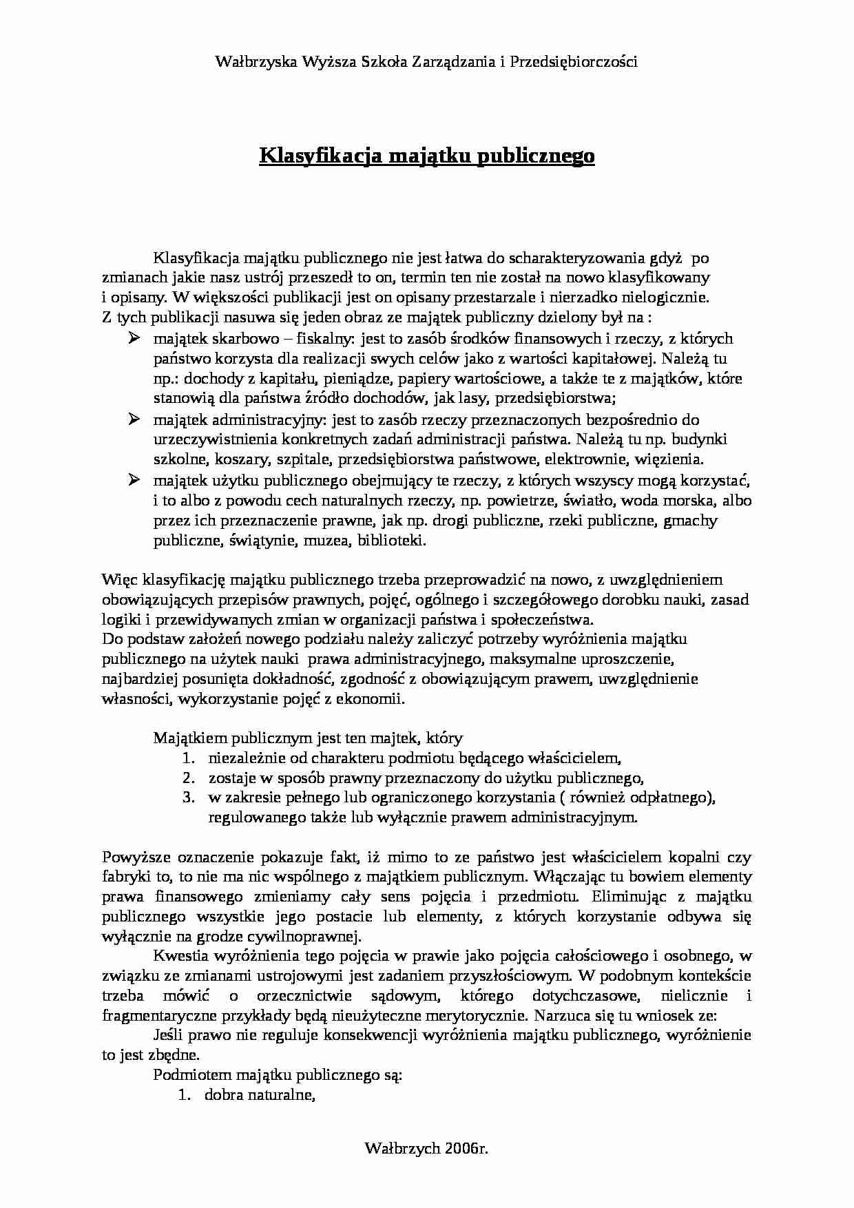 Klasyfikacja majątku publicznego - strona 1