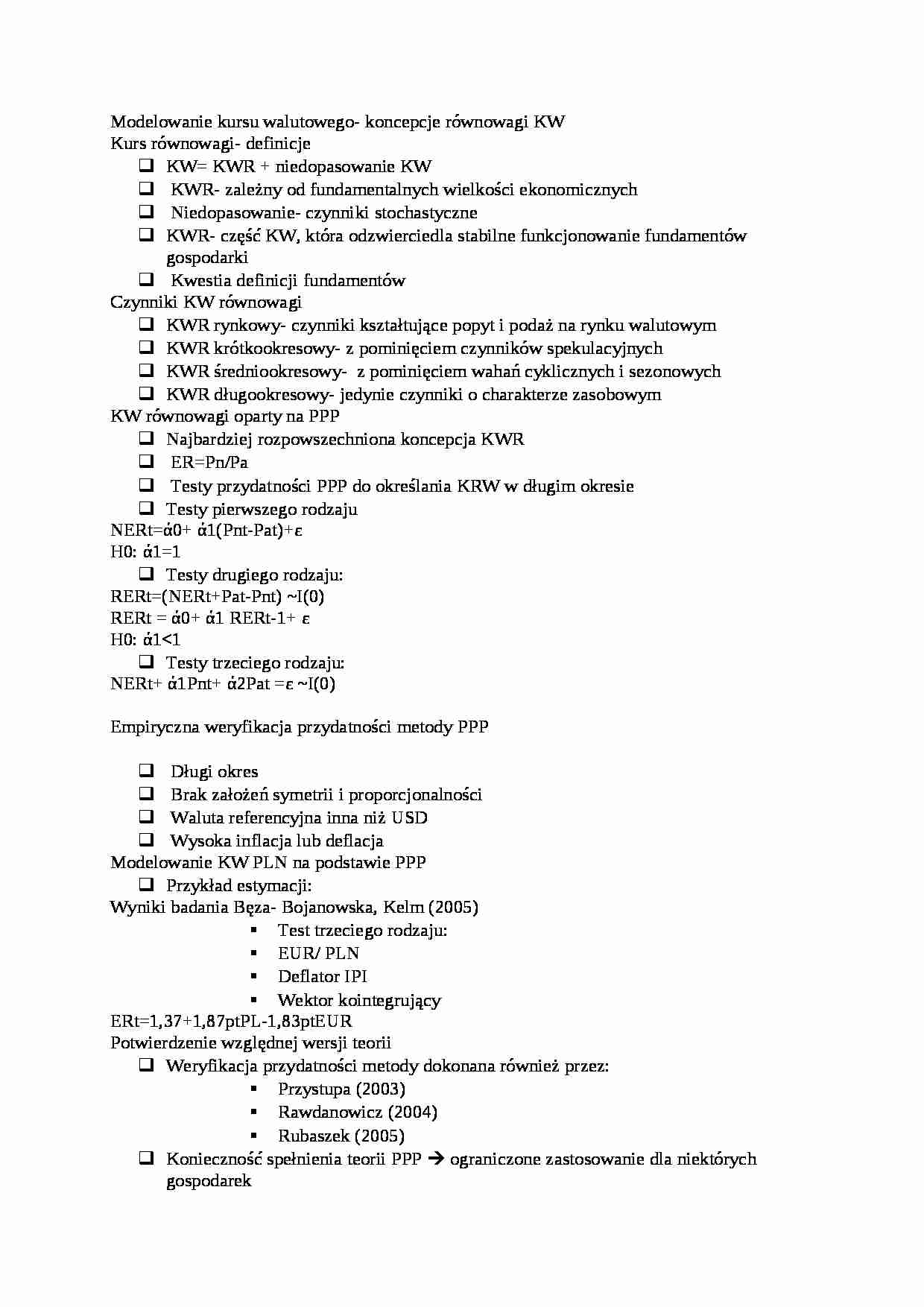 Wykład VI- modelowanie kursu walutowego - strona 1