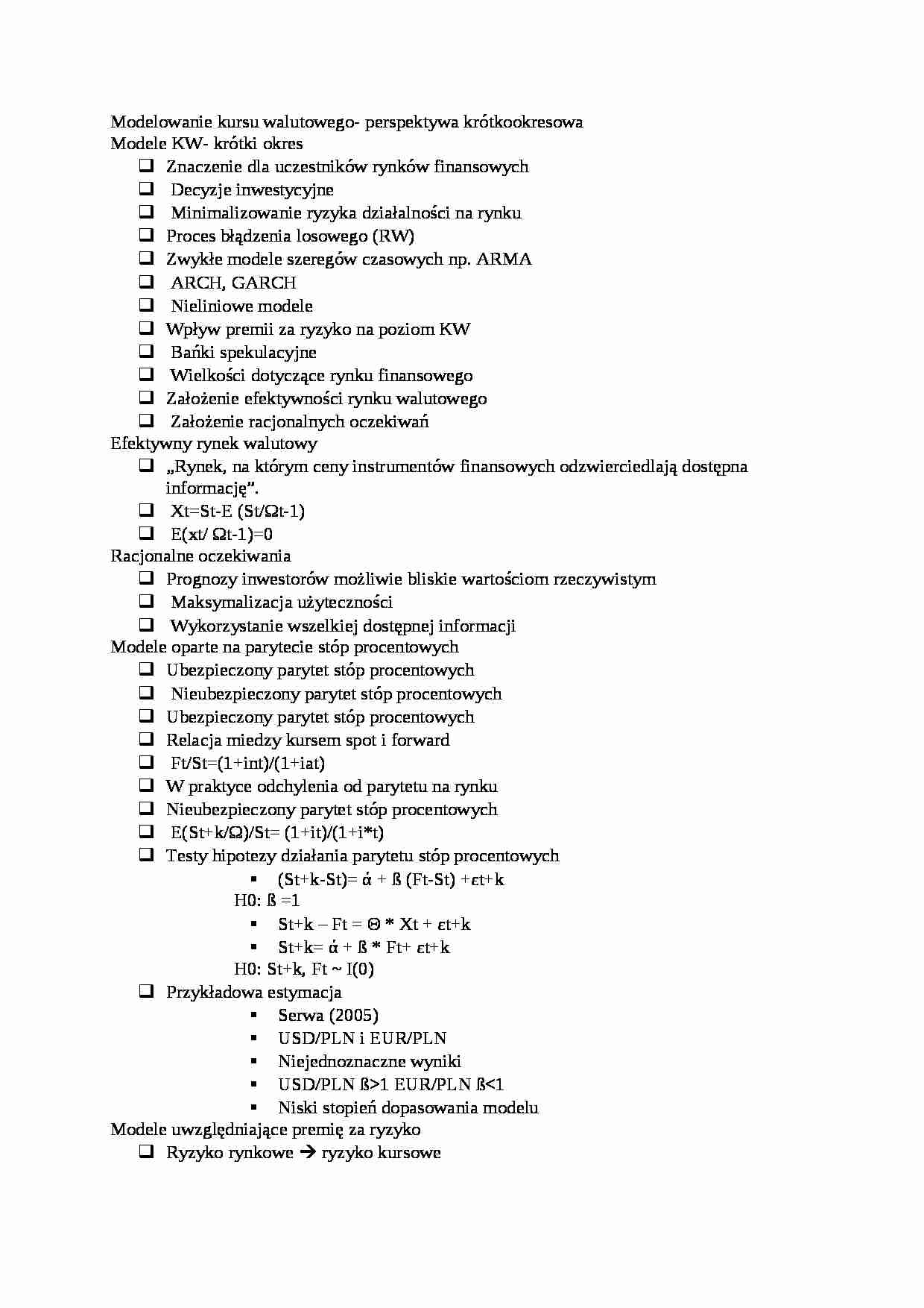 Wykład VII- modelowanie kursu walutowego - strona 1