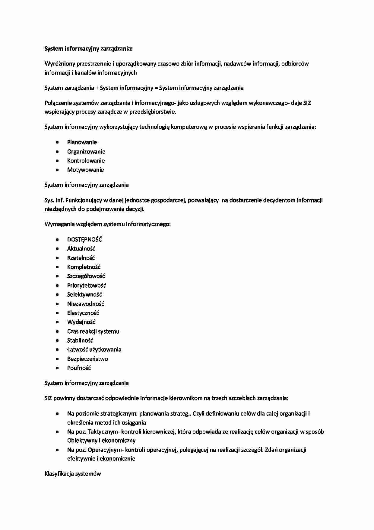System informacyjny zarządzania - strona 1
