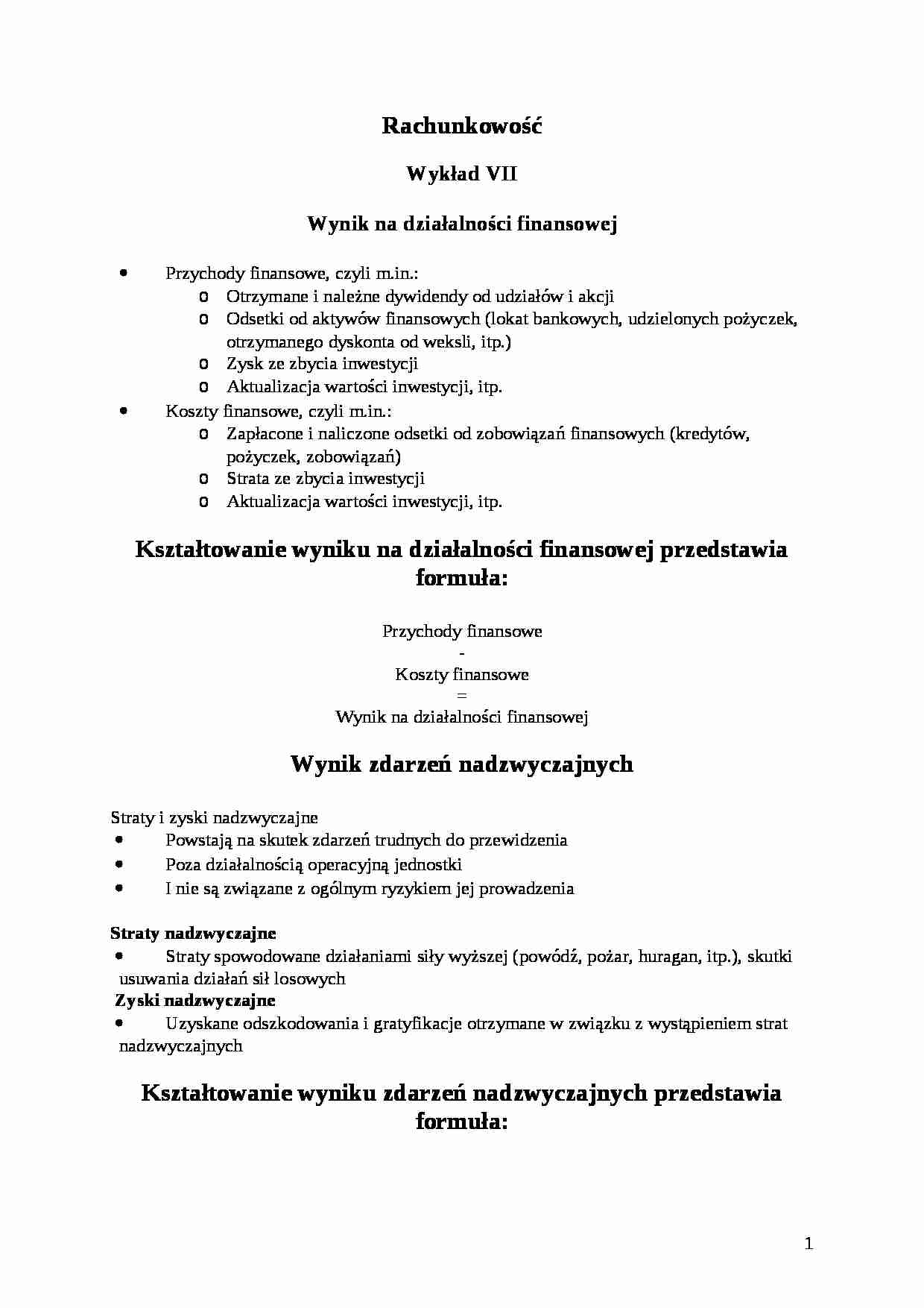 Ustalanie wyniku finansowego  - strona 1