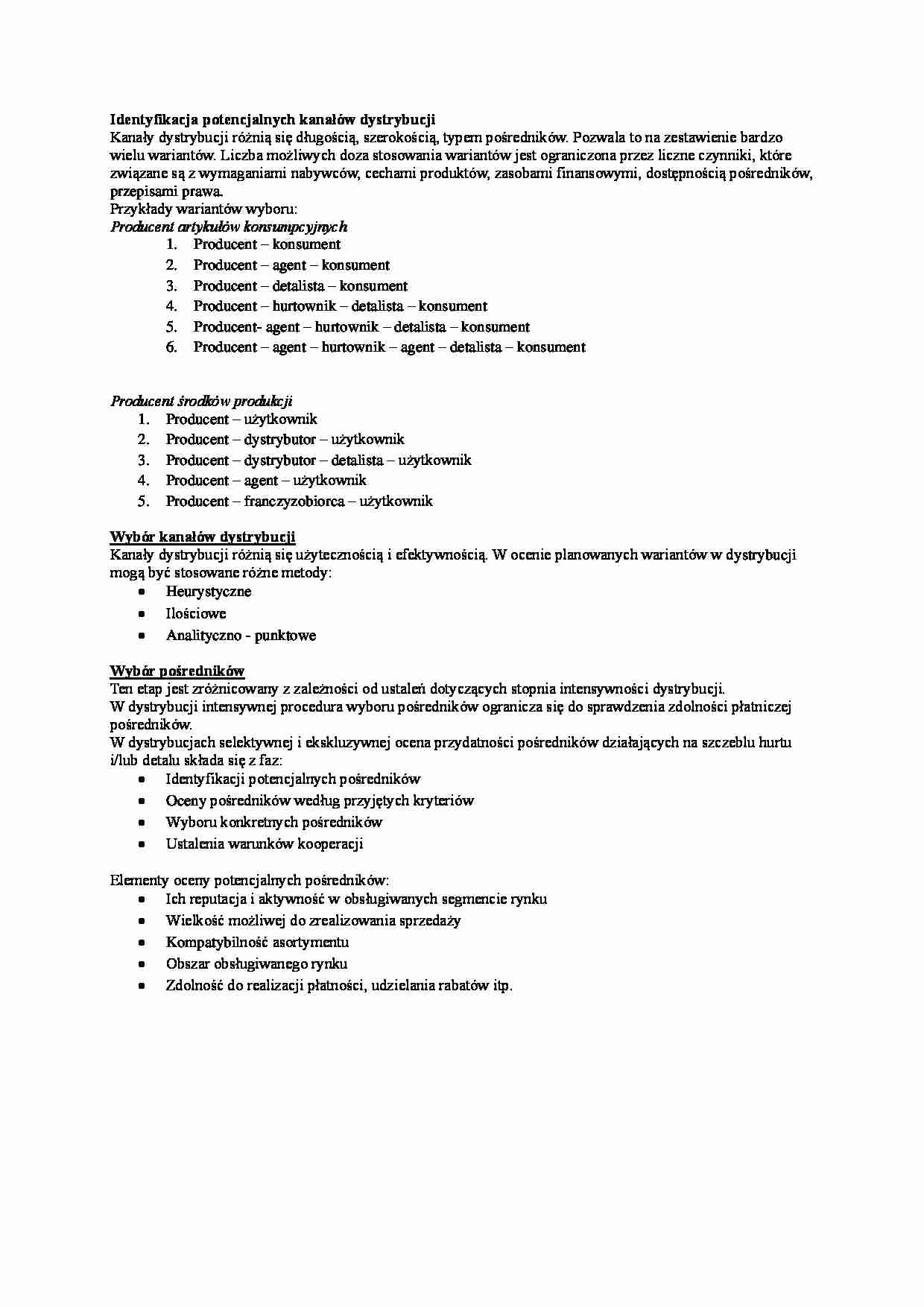 Identyfikacja potencjalnych kanałów dystrybucji - strona 1