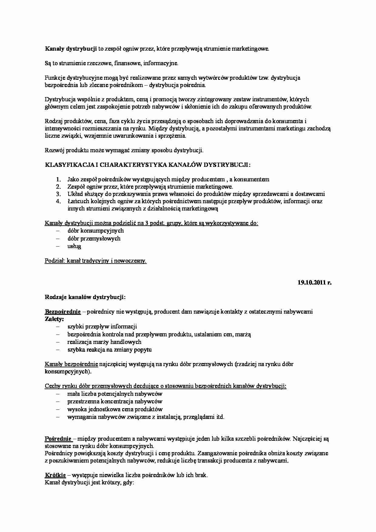 Rodzaje kanałów dystrybucji - strona 1