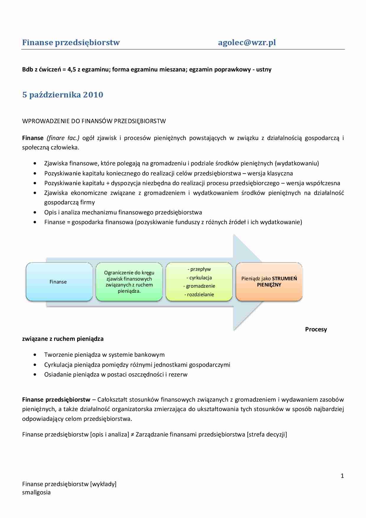 Cele zarządzania finansami  - strona 1