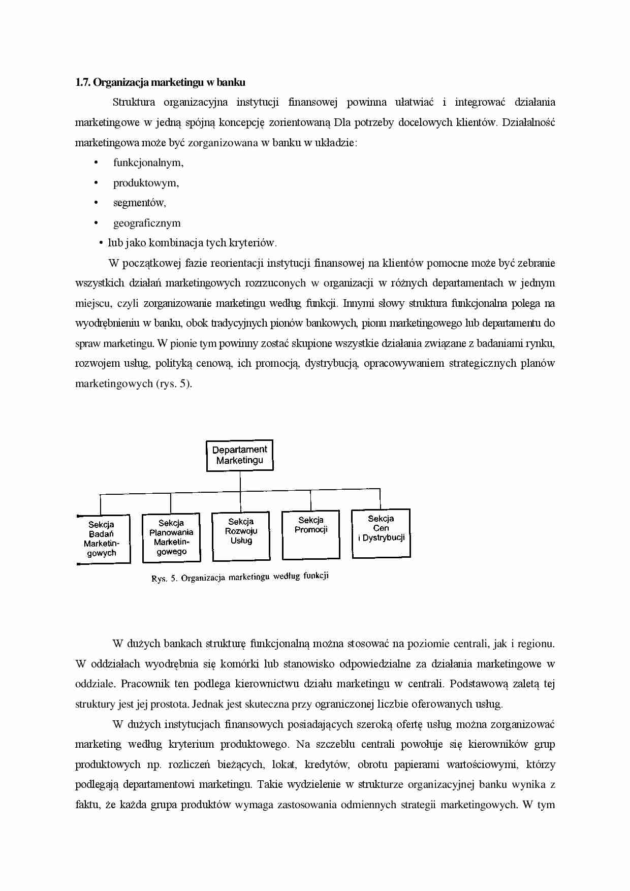 Organizacja marketingu w banku - strona 1