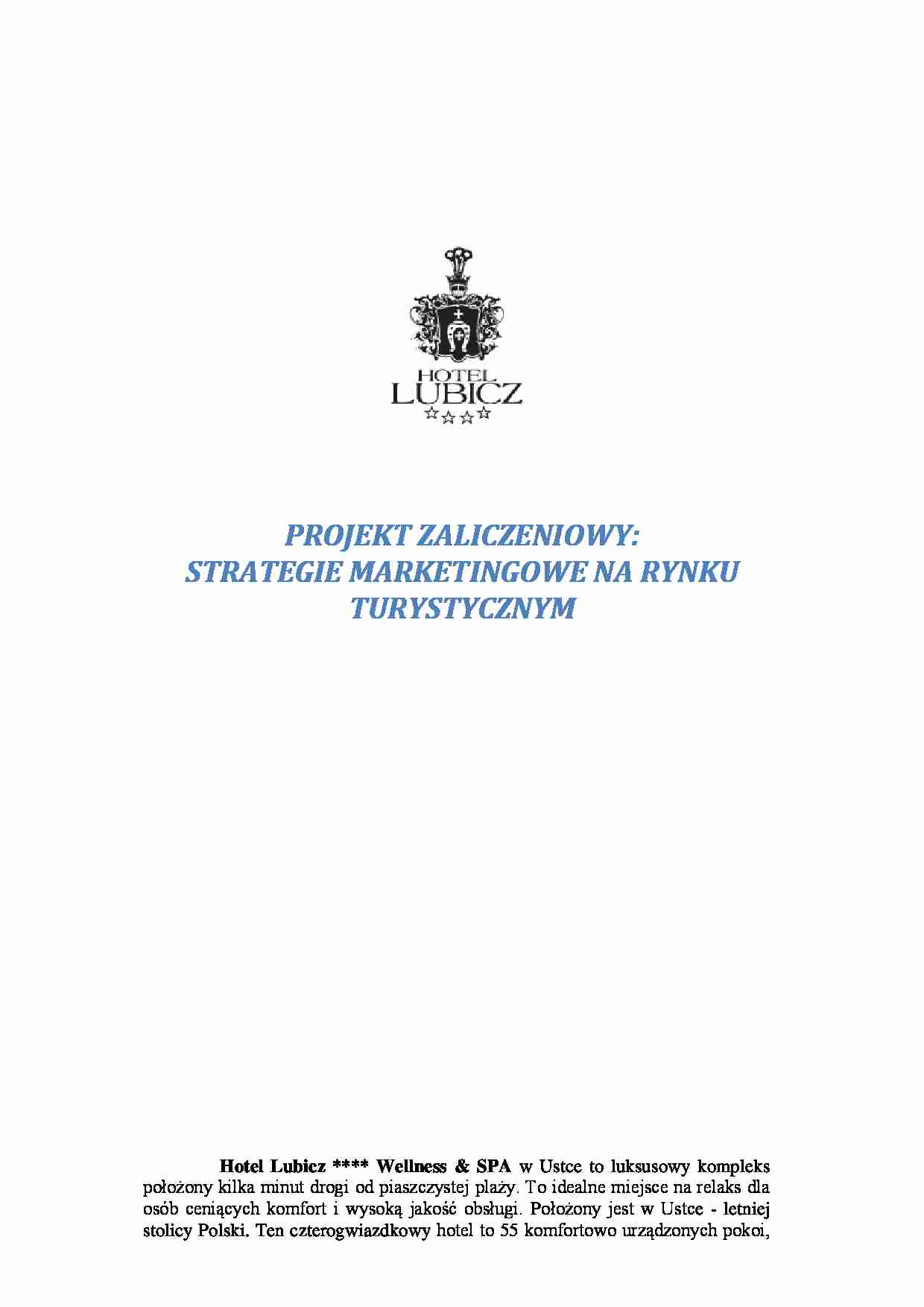 Strategie marketingowe na rynku turystycznym - projekt  - strona 1