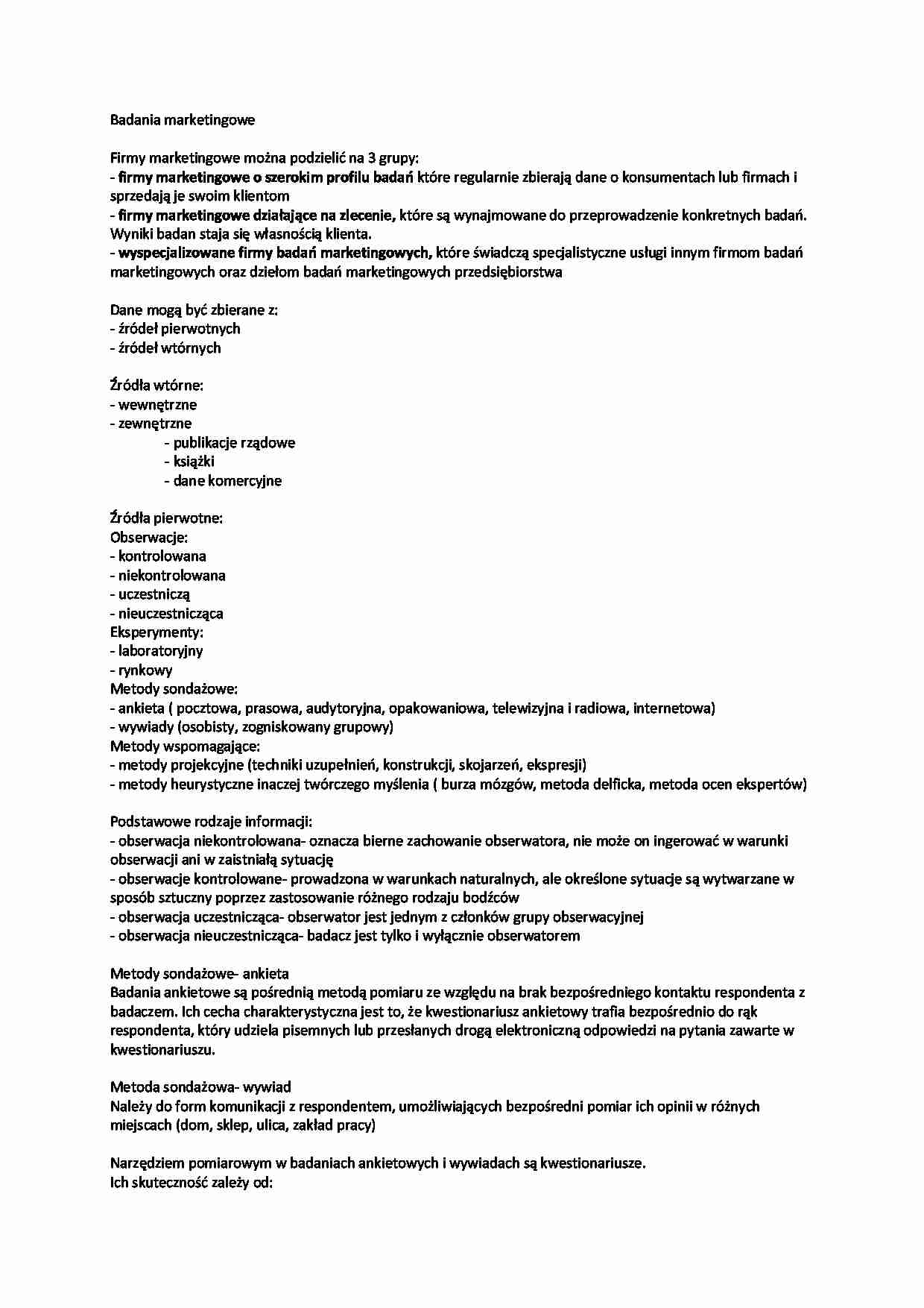 Badania marketingowe firmy  - strona 1