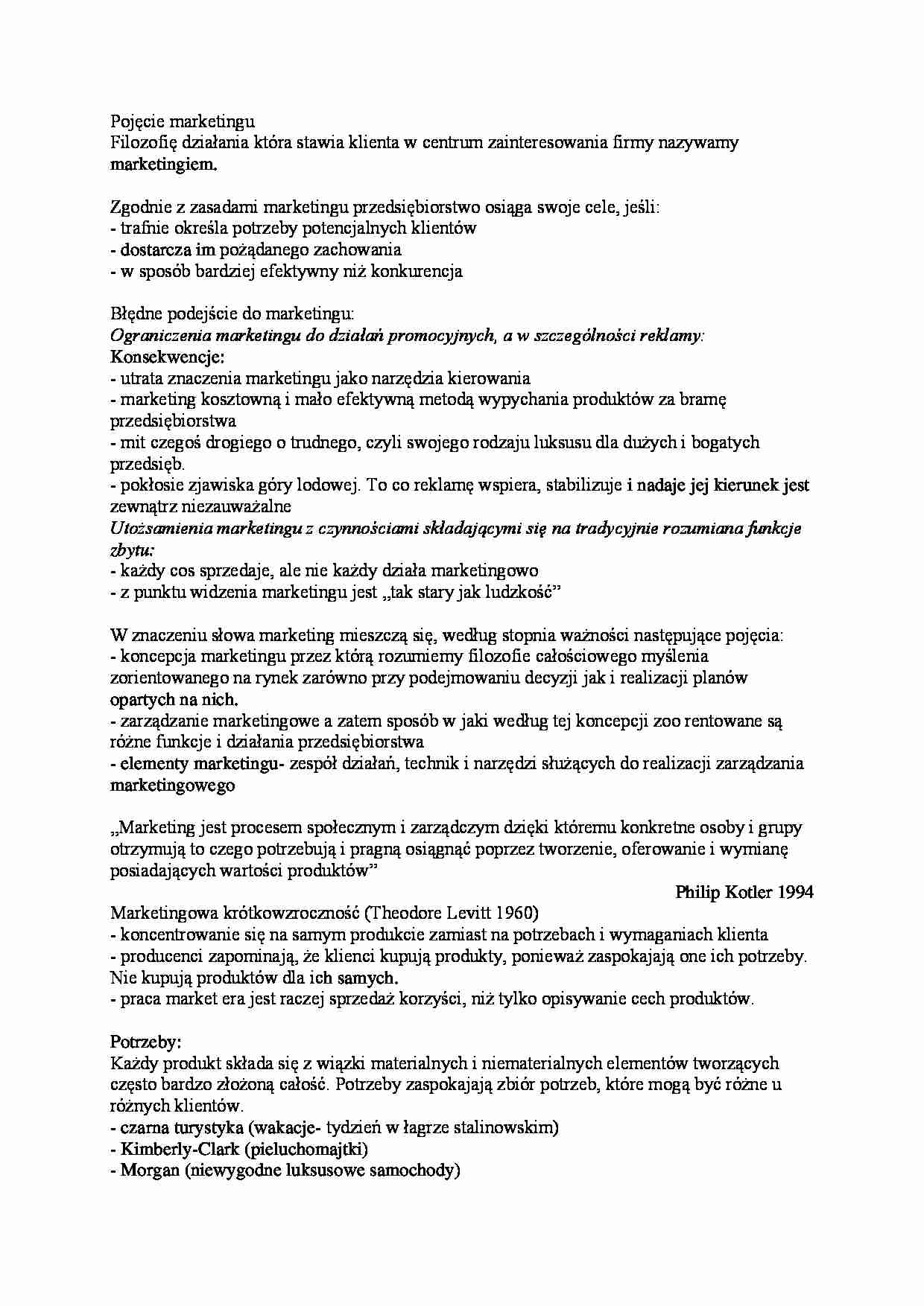 Pojęcie marketingu - strona 1