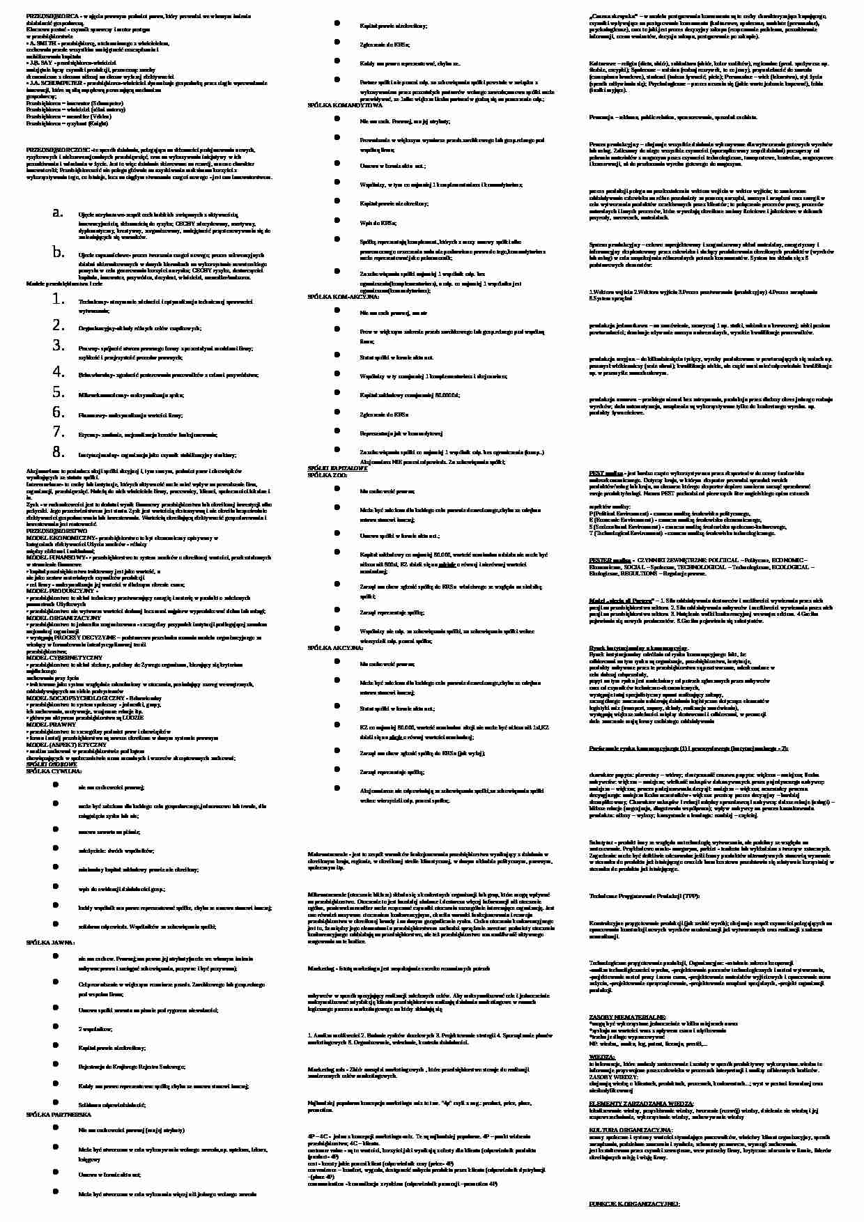 Podstawy przedsiębiorczości - ściąga  - strona 1